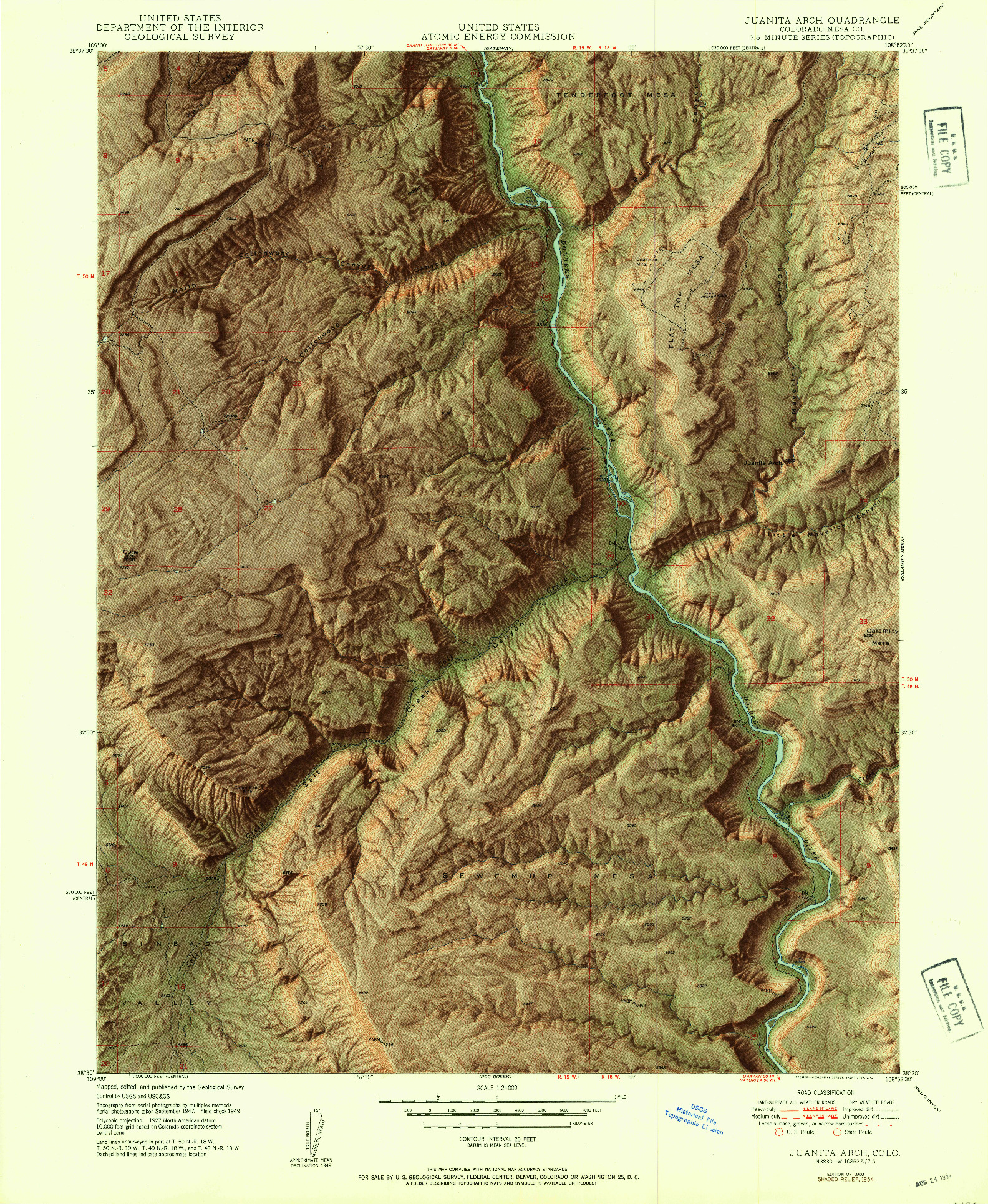 USGS 1:24000-SCALE QUADRANGLE FOR JUANITA ARCH, CO 1950