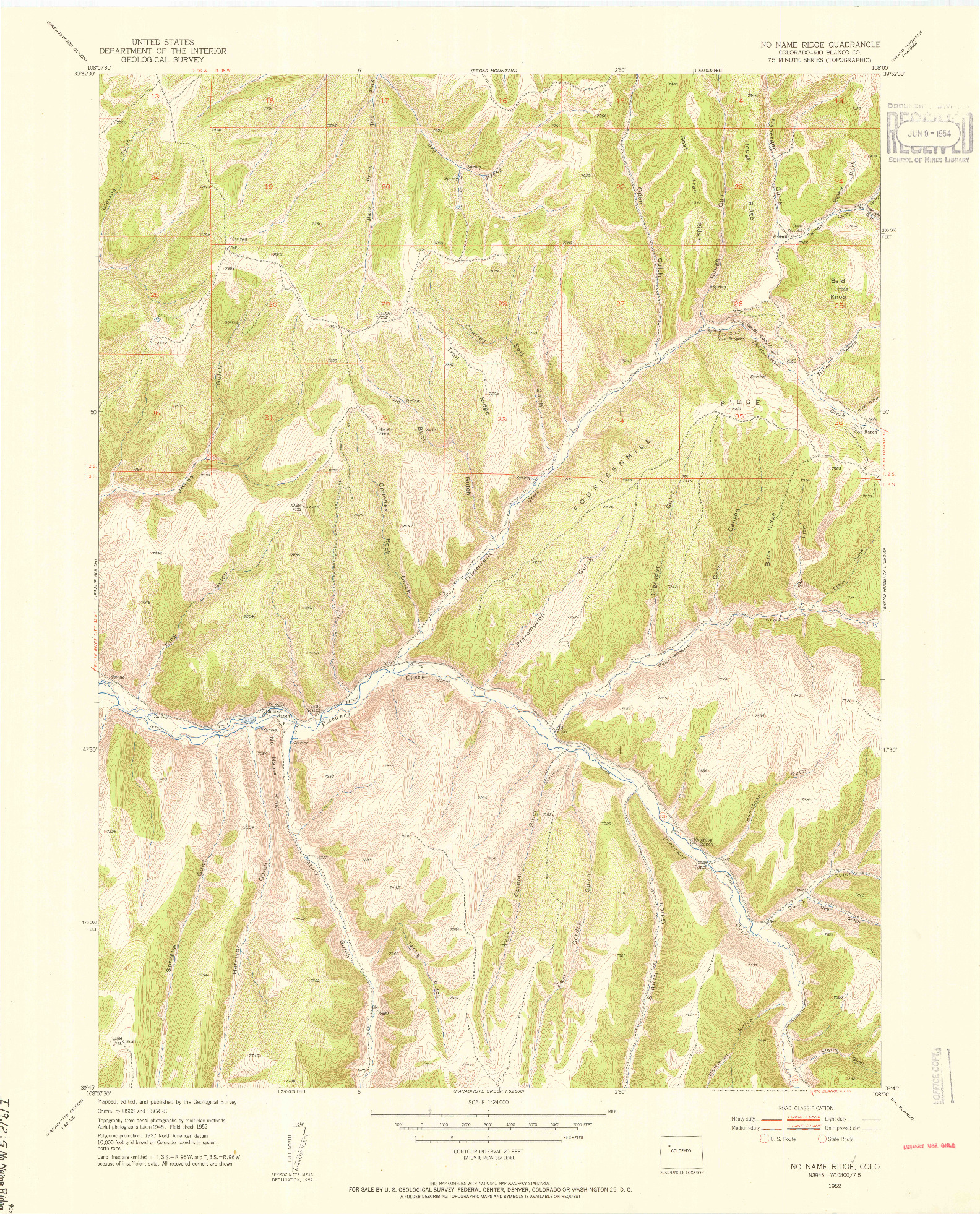 USGS 1:24000-SCALE QUADRANGLE FOR NO NAME RIDGE, CO 1952