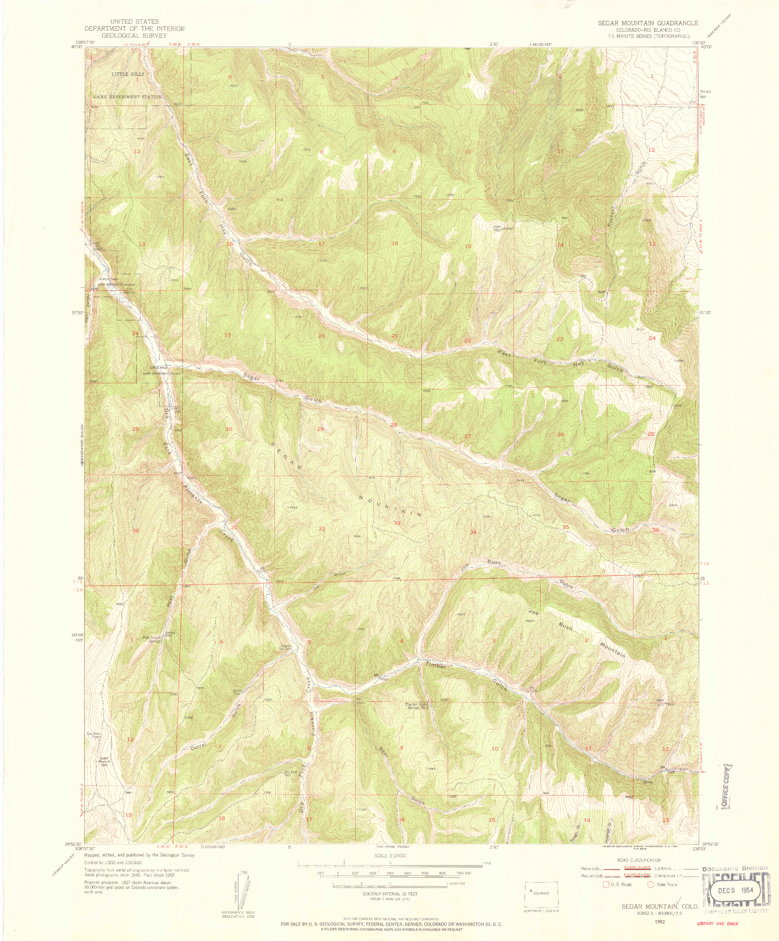 USGS 1:24000-SCALE QUADRANGLE FOR SEGAR MOUNTAIN, CO 1952