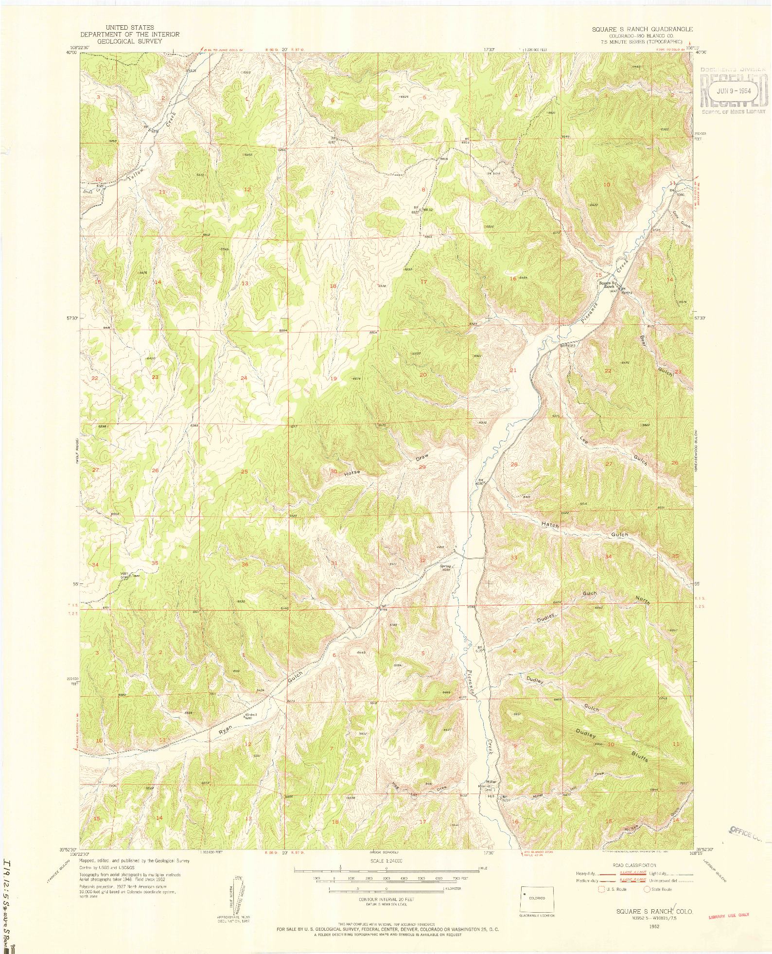 USGS 1:24000-SCALE QUADRANGLE FOR SQUARE S RANCH, CO 1952