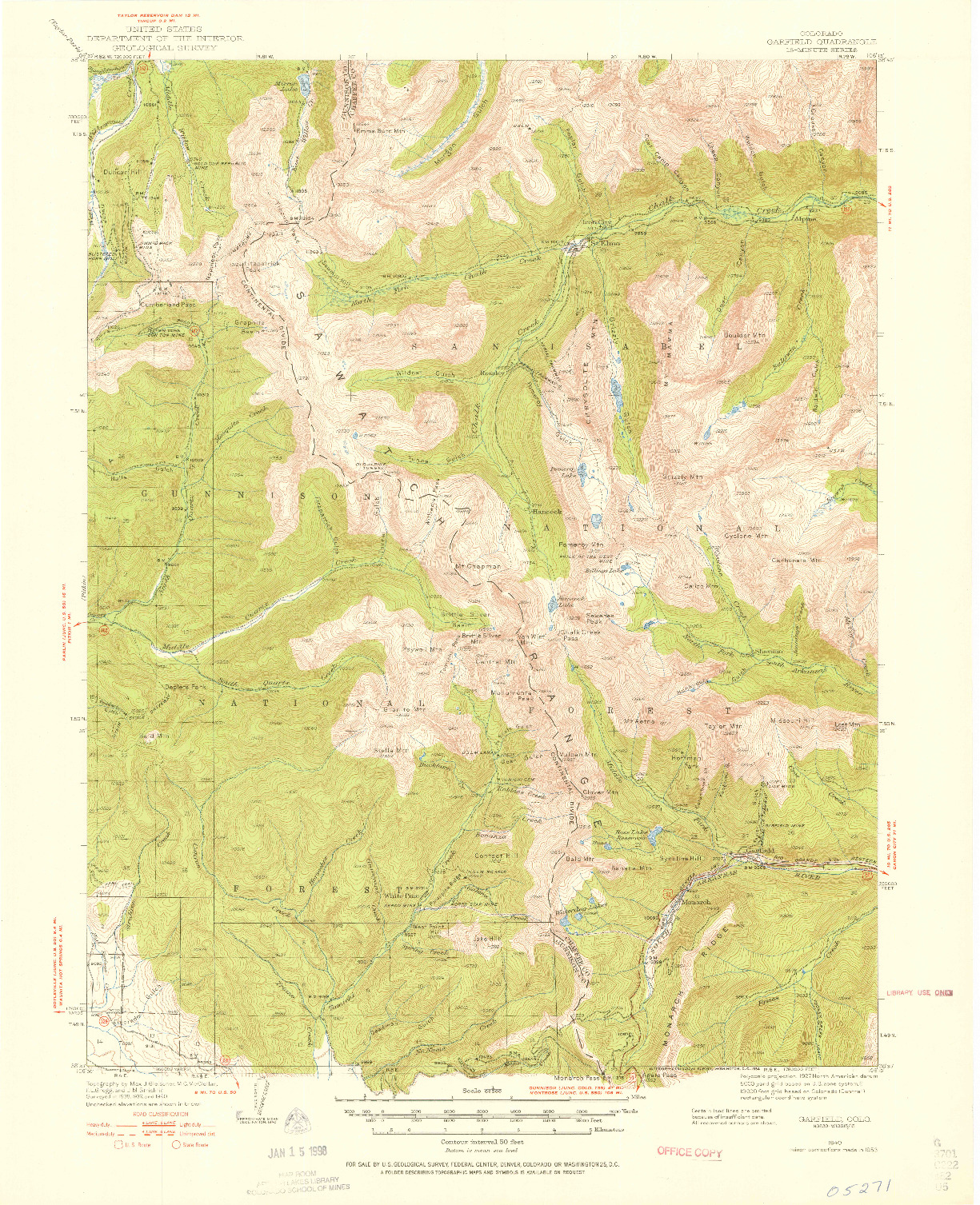 USGS 1:62500-SCALE QUADRANGLE FOR GARFIELD, CO 1940