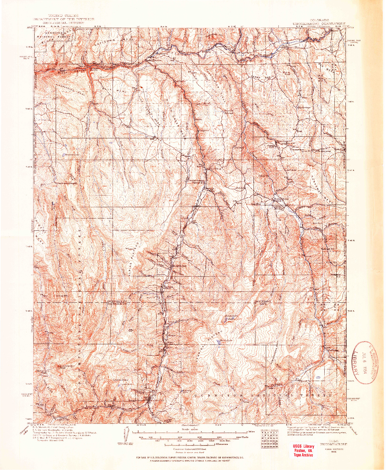USGS 1:125000-SCALE QUADRANGLE FOR UNCOMPAHGRE, CO 1908