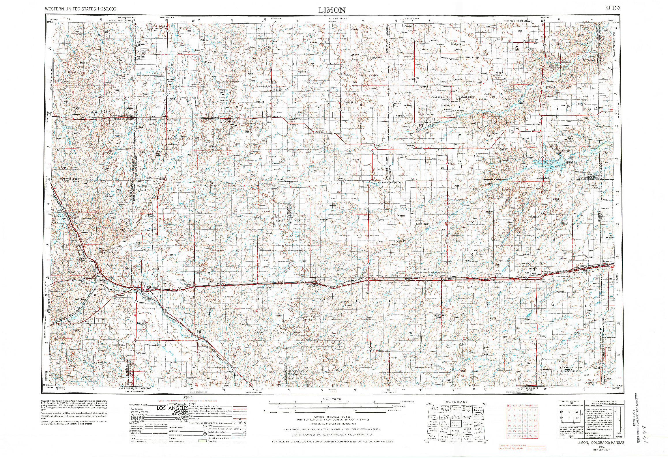 USGS 1:250000-SCALE QUADRANGLE FOR LIMON, CO 1954