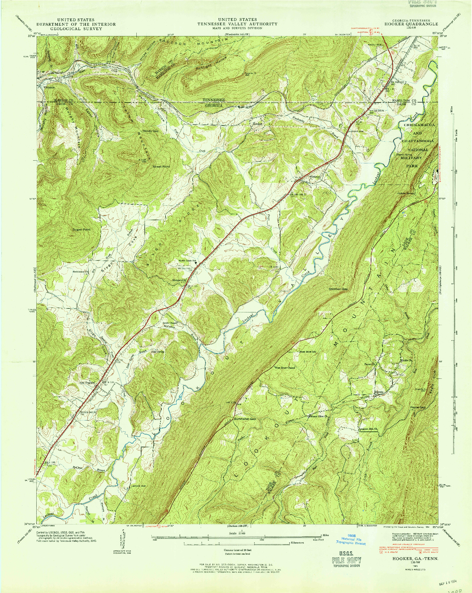 USGS 1:24000-SCALE QUADRANGLE FOR HOOKER, GA 1945