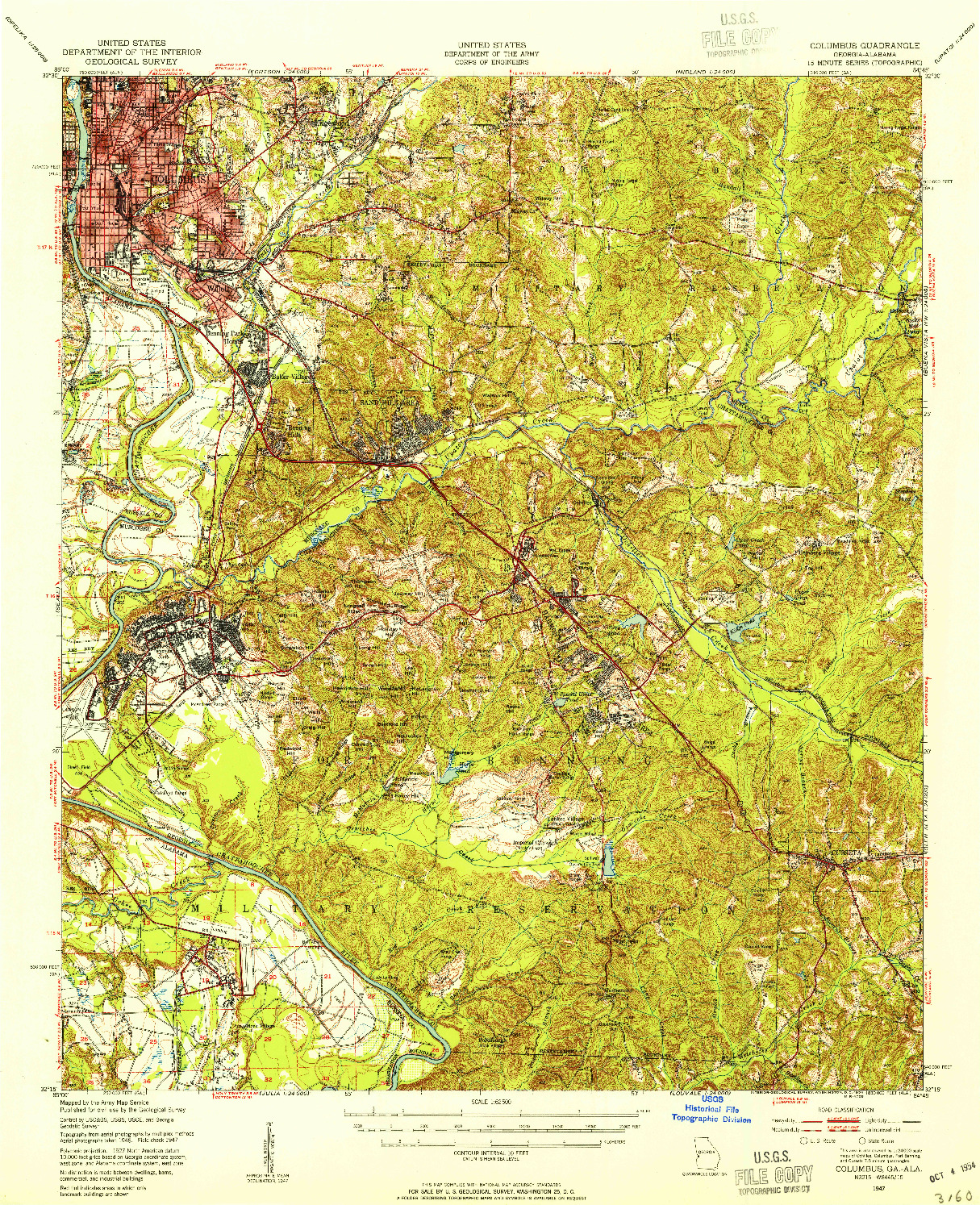 USGS 1:62500-SCALE QUADRANGLE FOR COLUMBUS, GA 1947