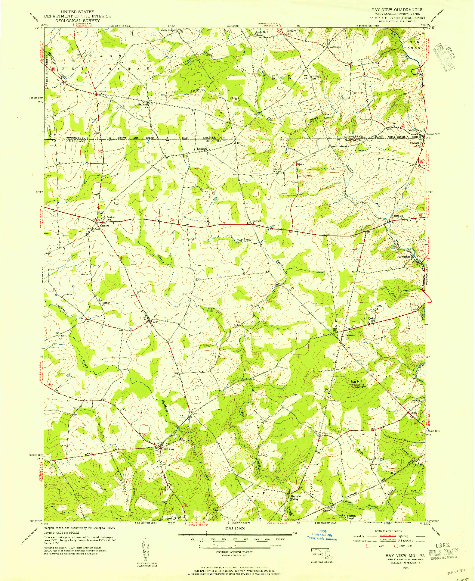 USGS 1:24000-SCALE QUADRANGLE FOR BAY VIEW, MD 1953