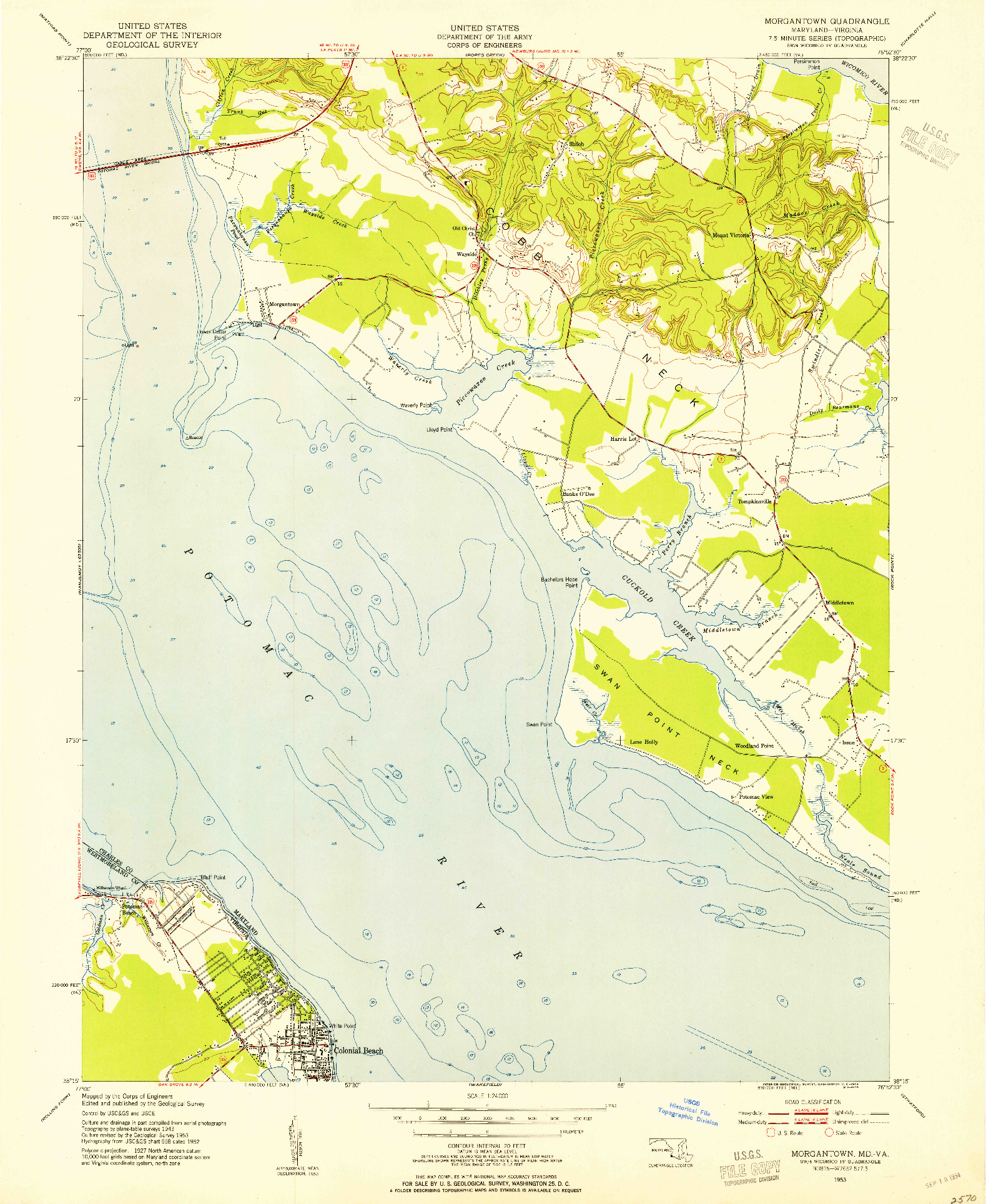 USGS 1:24000-SCALE QUADRANGLE FOR MORGANTOWN, MD 1953