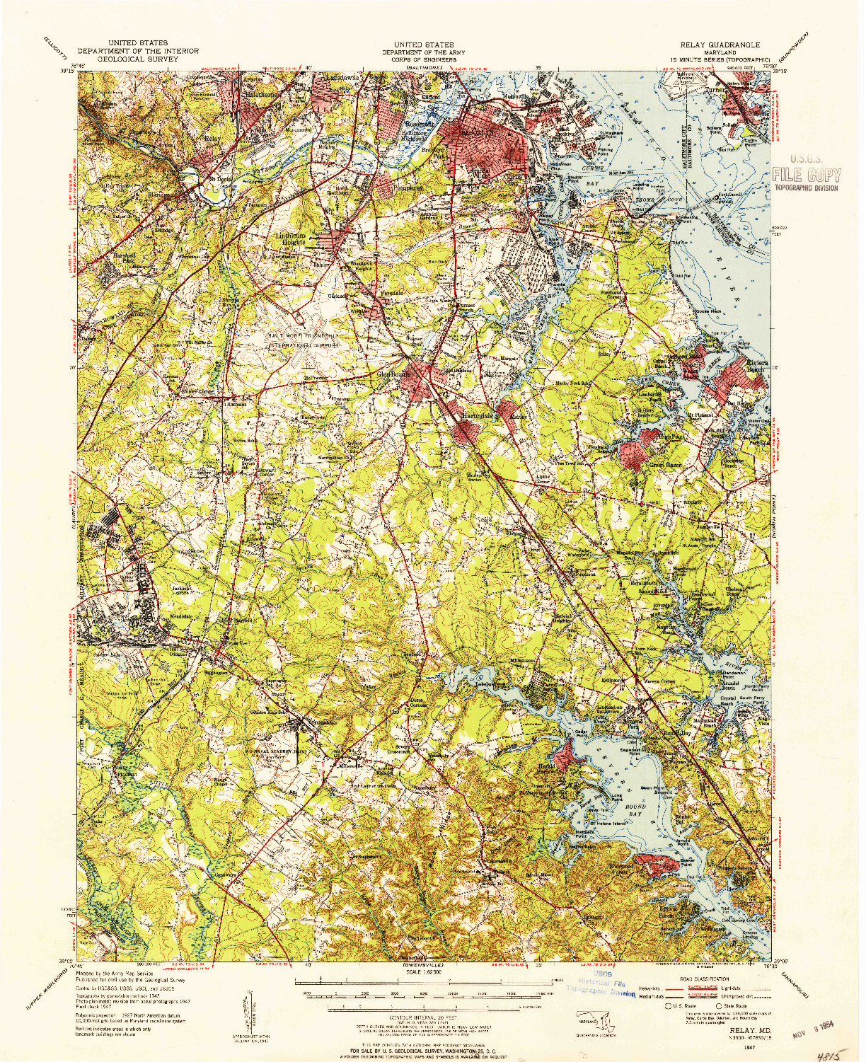 USGS 1:62500-SCALE QUADRANGLE FOR RELAY, MD 1947