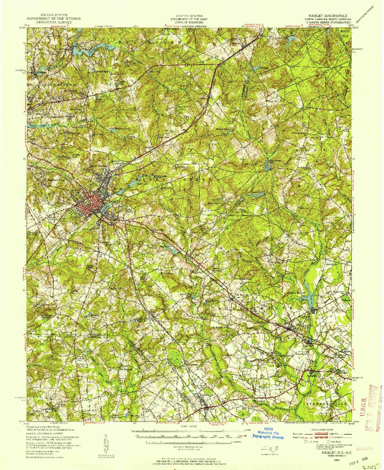 USGS 1:62500-SCALE QUADRANGLE FOR HAMLET, NC 1949