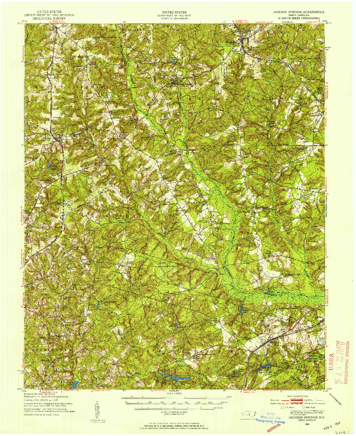 USGS 1:62500-SCALE QUADRANGLE FOR JACKSON SPRINGS, NC 1949