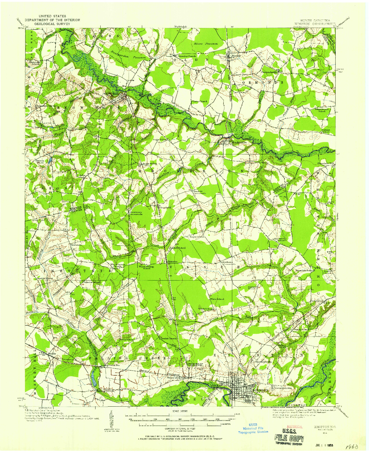 USGS 1:62500-SCALE QUADRANGLE FOR KINSTON, NC 1914