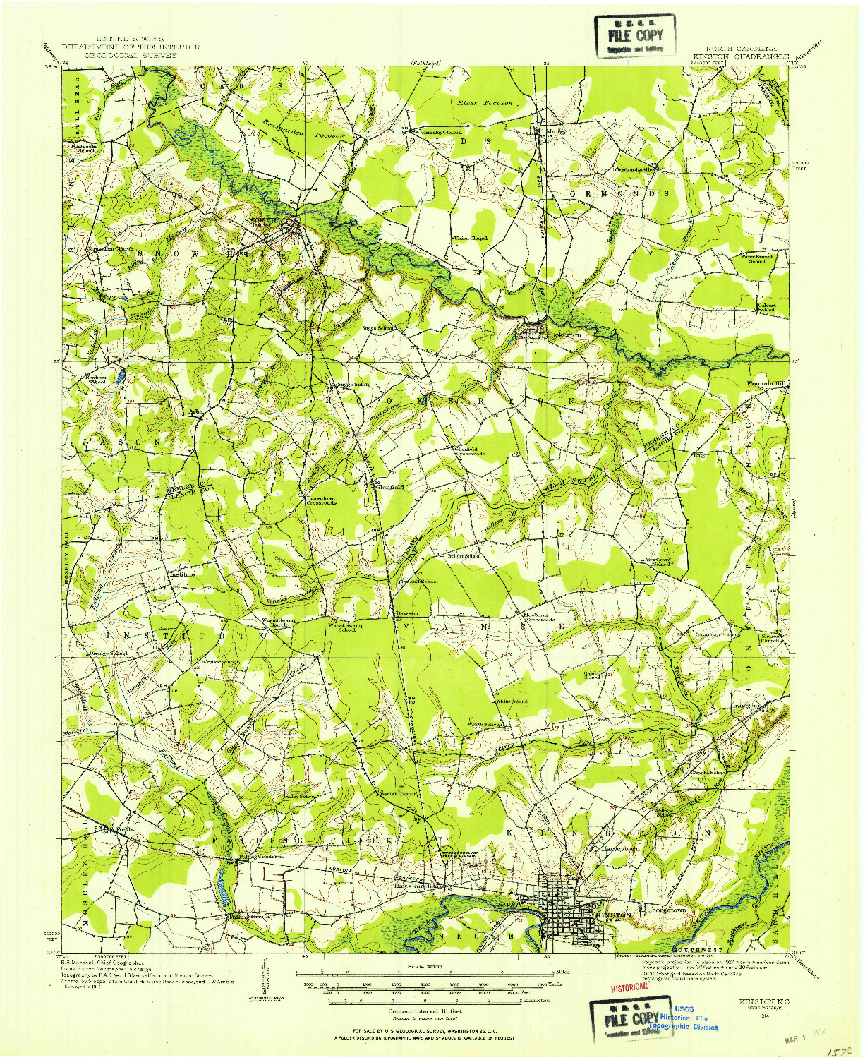 USGS 1:62500-SCALE QUADRANGLE FOR KINSTON, NC 1914