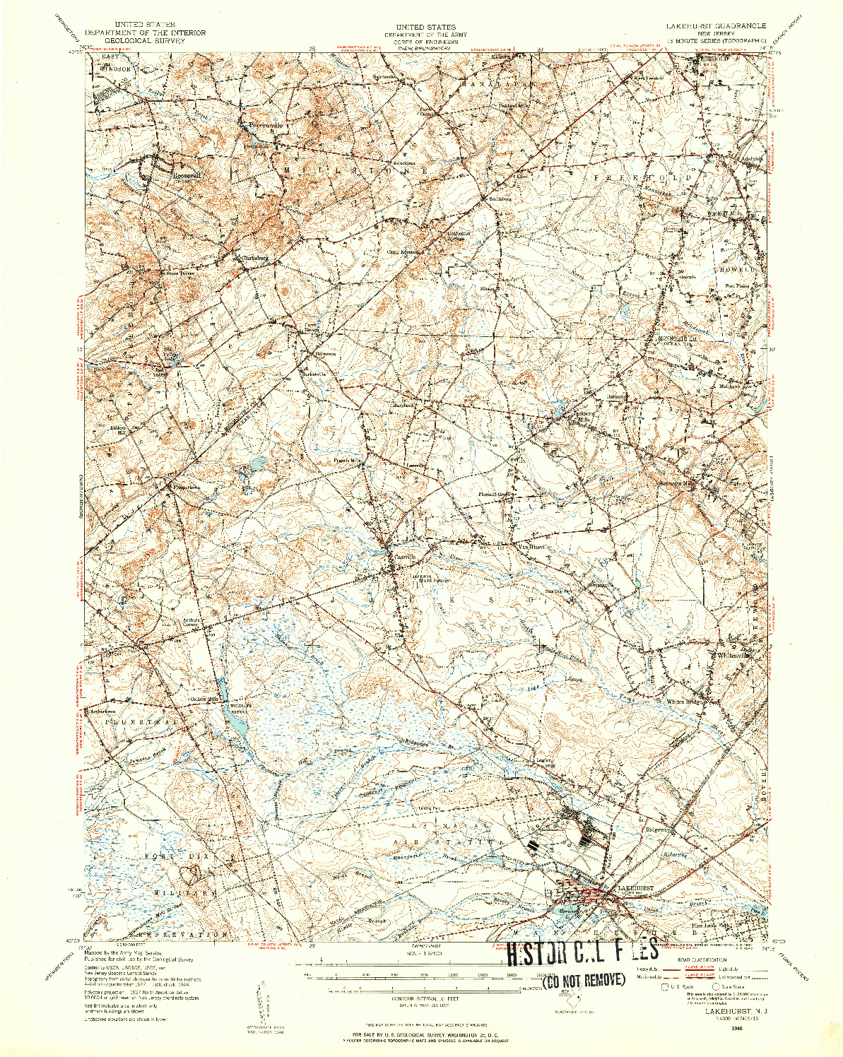 USGS 1:62500-SCALE QUADRANGLE FOR LAKEHURST, NJ 1948