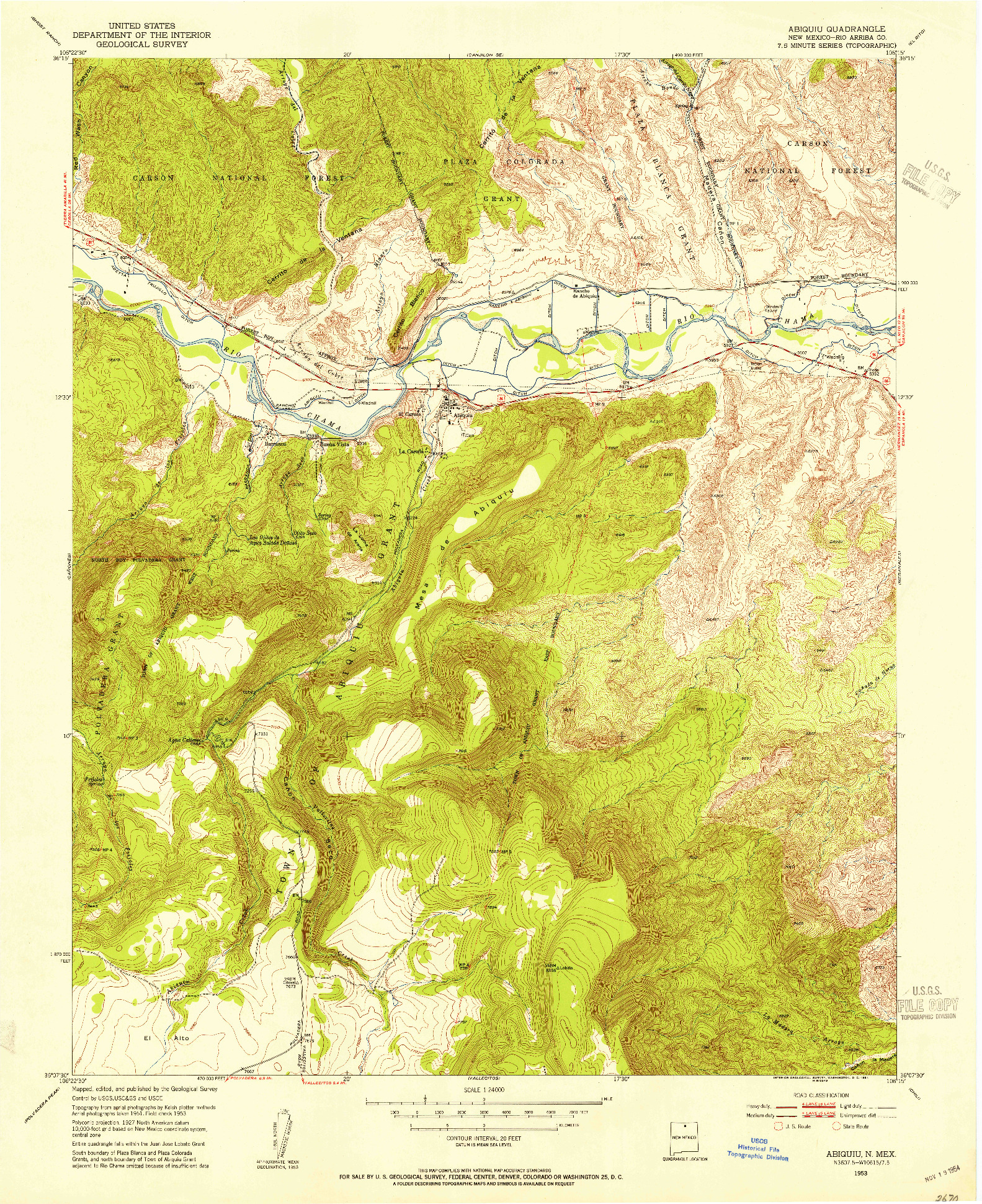 USGS 1:24000-SCALE QUADRANGLE FOR ABIQUIU, NM 1953