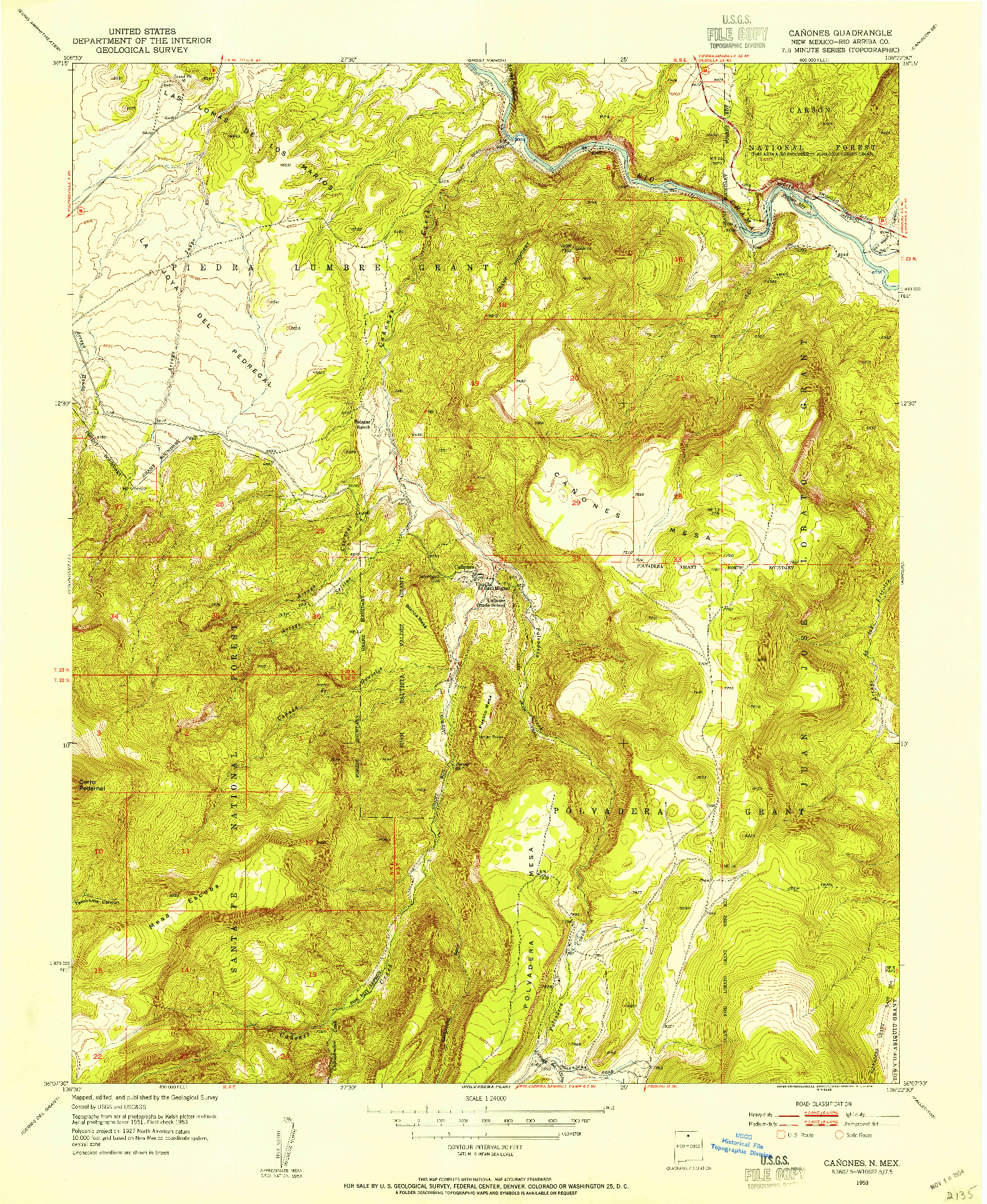 USGS 1:24000-SCALE QUADRANGLE FOR CANONES, NM 1953