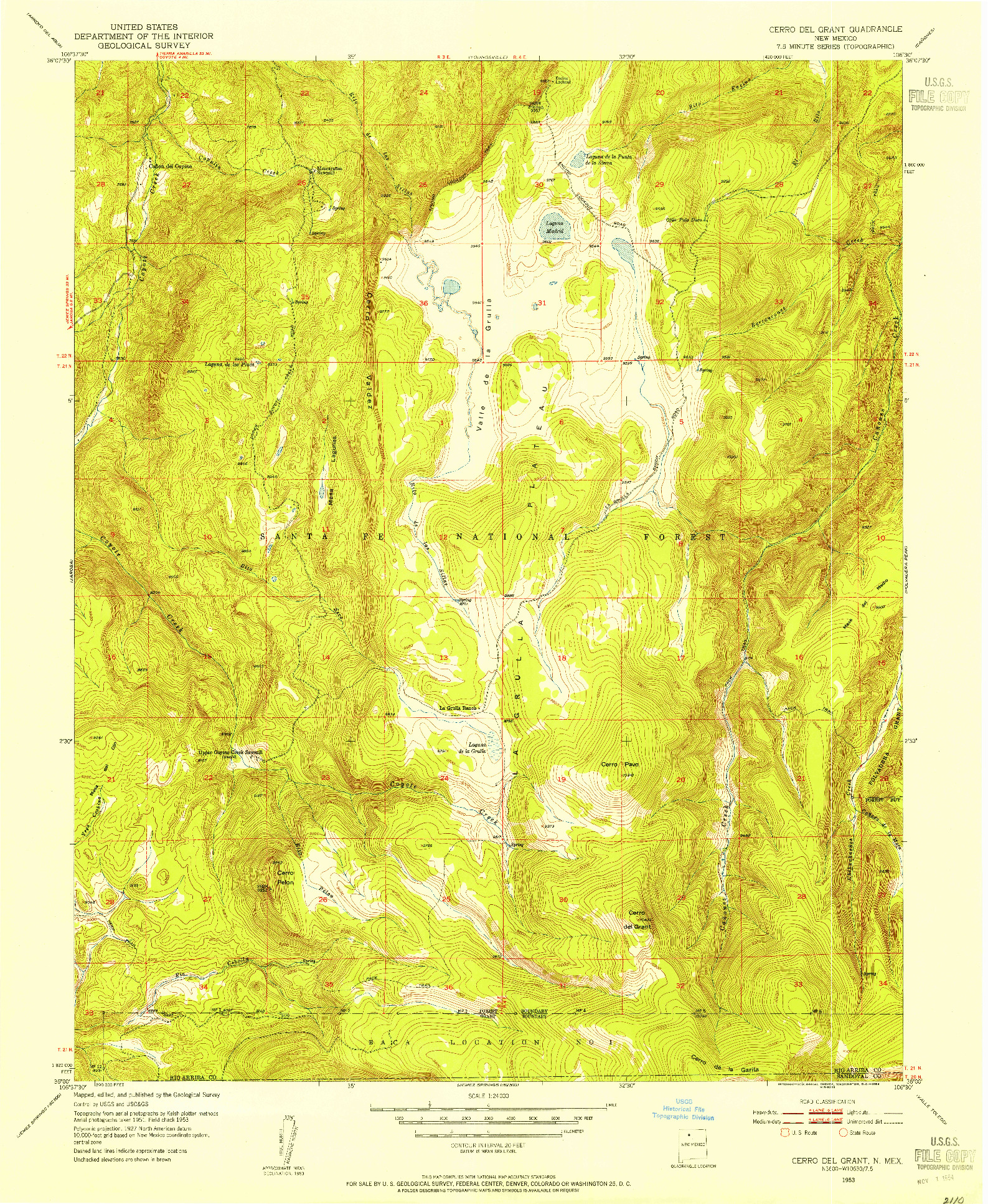 USGS 1:24000-SCALE QUADRANGLE FOR CERRO DEL GRANT, NM 1953