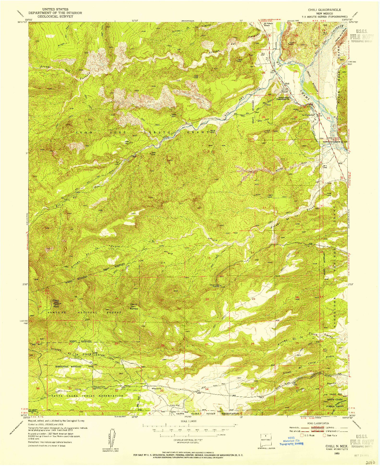 USGS 1:24000-SCALE QUADRANGLE FOR CHILI, NM 1953