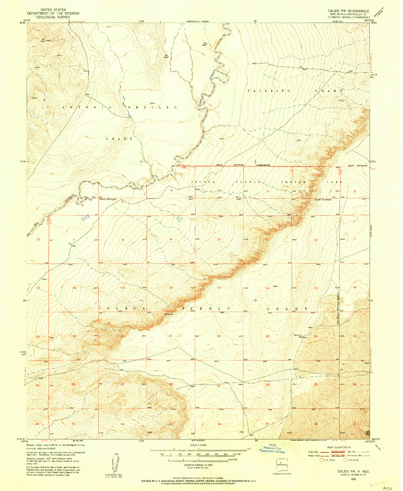 USGS 1:24000-SCALE QUADRANGLE FOR DALIES NW, NM 1952