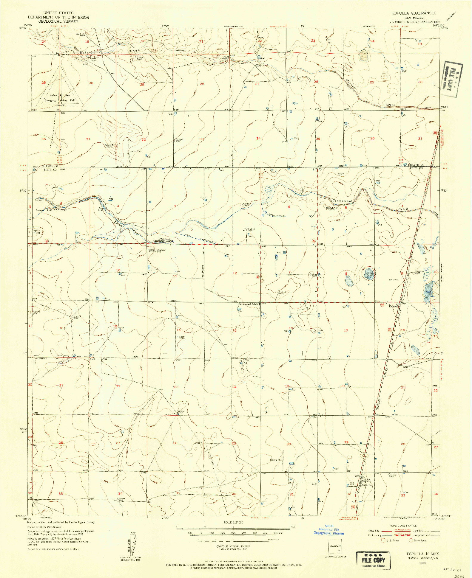 USGS 1:24000-SCALE QUADRANGLE FOR ESPUELA, NM 1953