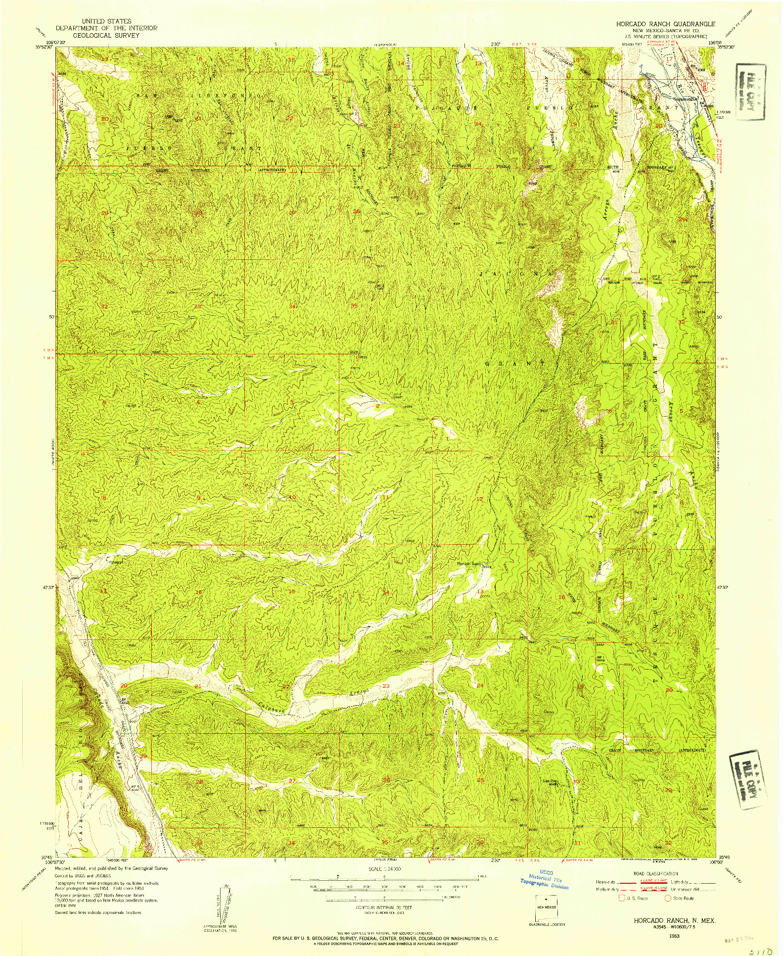 USGS 1:24000-SCALE QUADRANGLE FOR HORCADO RANCH, NM 1953