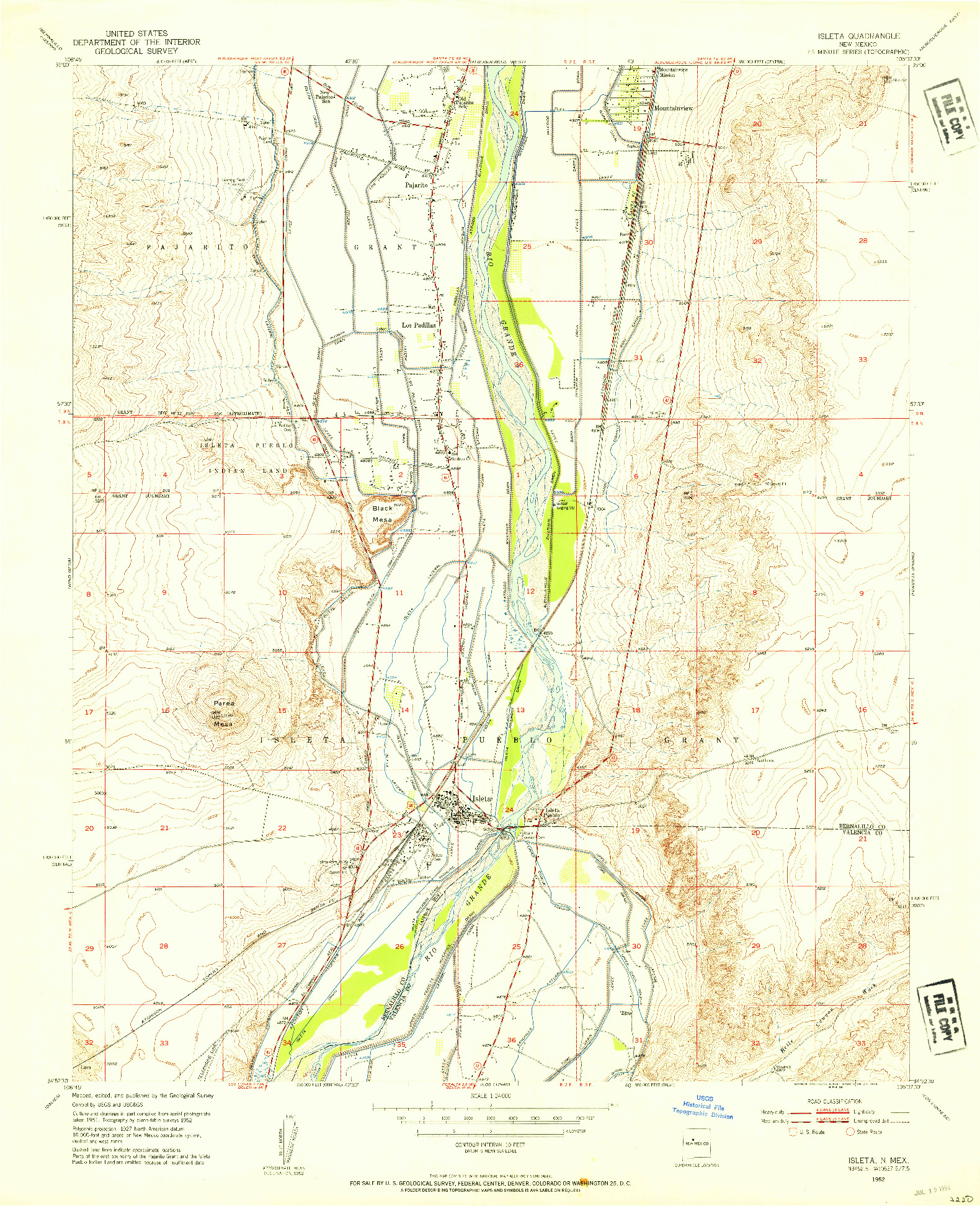 USGS 1:24000-SCALE QUADRANGLE FOR ISLETA, NM 1952