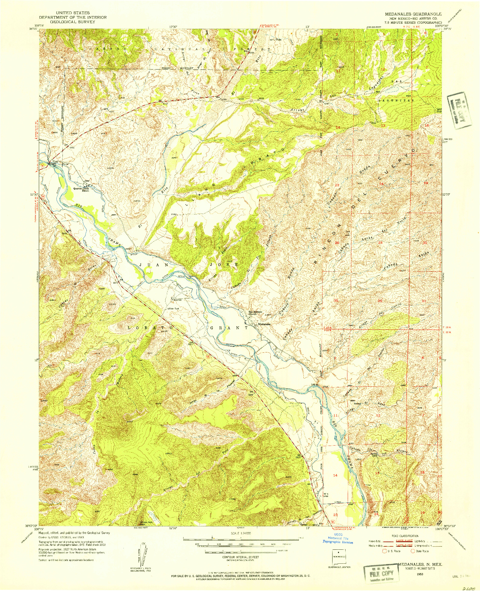 USGS 1:24000-SCALE QUADRANGLE FOR MEDANALES, NM 1953