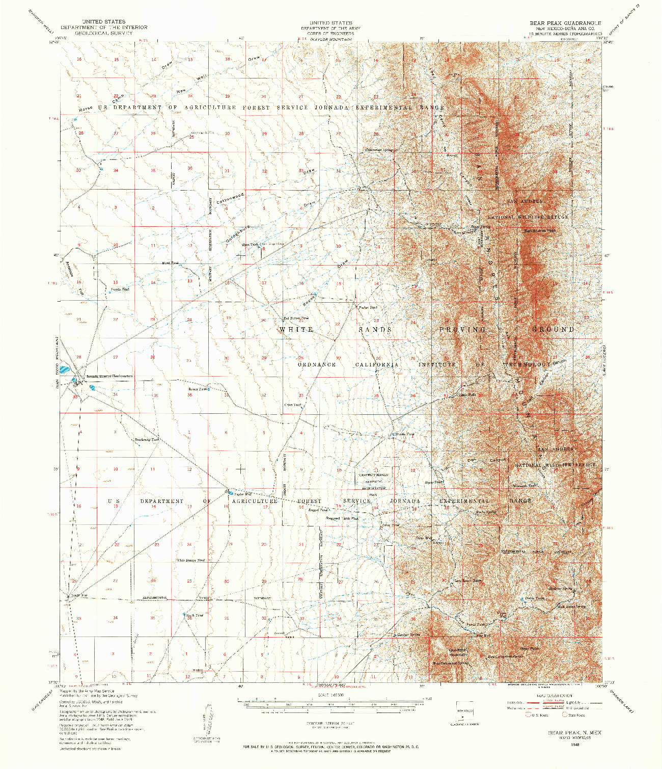 USGS 1:62500-SCALE QUADRANGLE FOR BEAR PEAK, NM 1948