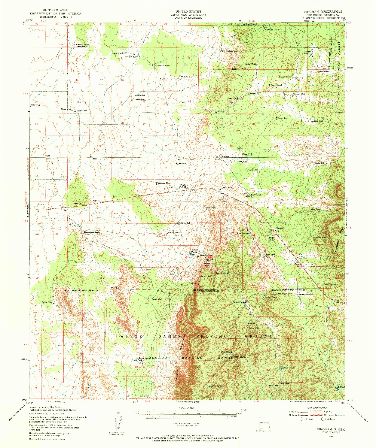 USGS 1:62500-SCALE QUADRANGLE FOR BINGHAM, NM 1948
