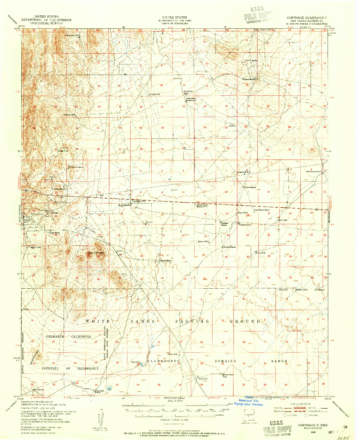 USGS 1:62500-SCALE QUADRANGLE FOR CARTHAGE, NM 1948