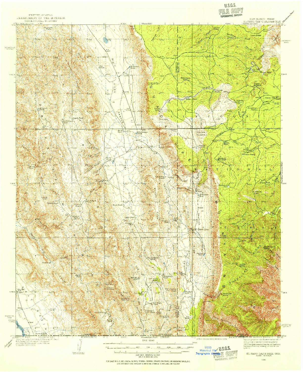 USGS 1:62500-SCALE QUADRANGLE FOR EL PASO GAP, NM 1935