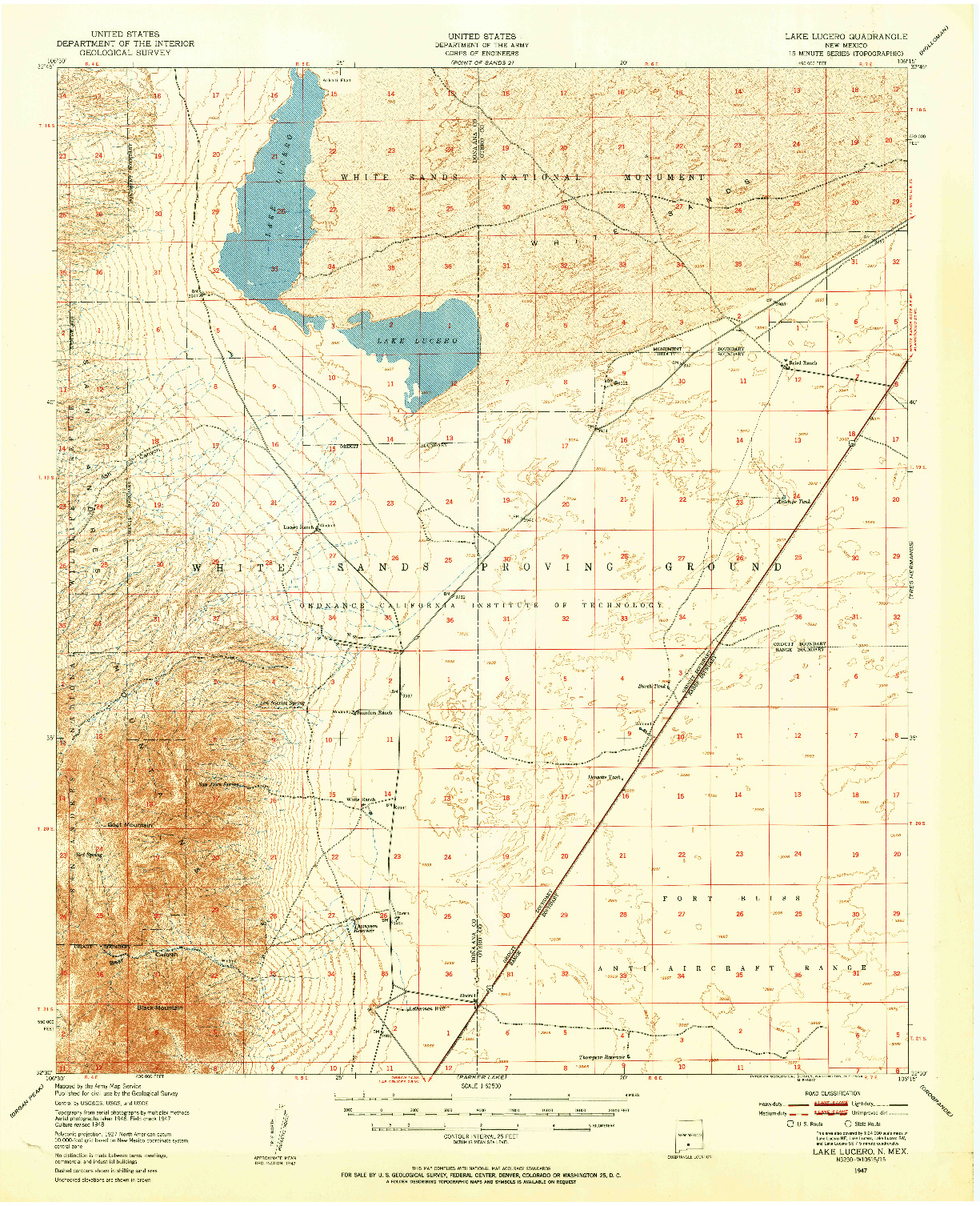 USGS 1:62500-SCALE QUADRANGLE FOR LAKE LUCERO, NM 1947