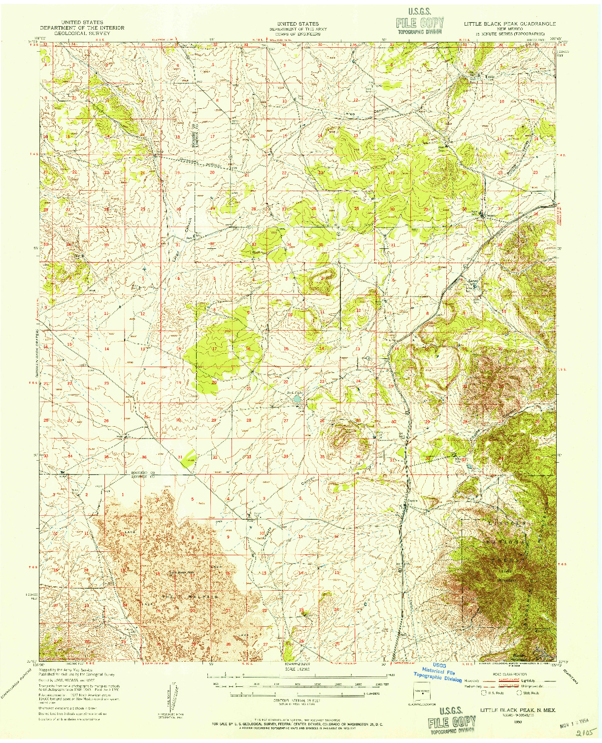 USGS 1:62500-SCALE QUADRANGLE FOR LITTLE BLACK PEAK, NM 1950