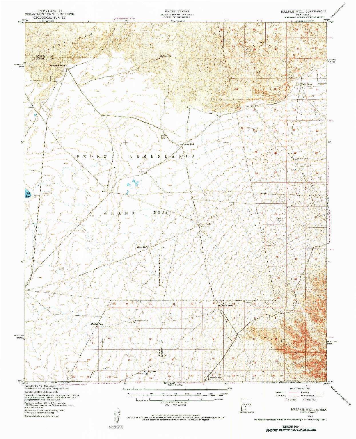 USGS 1:62500-SCALE QUADRANGLE FOR MALPAIS WELL, NM 1948