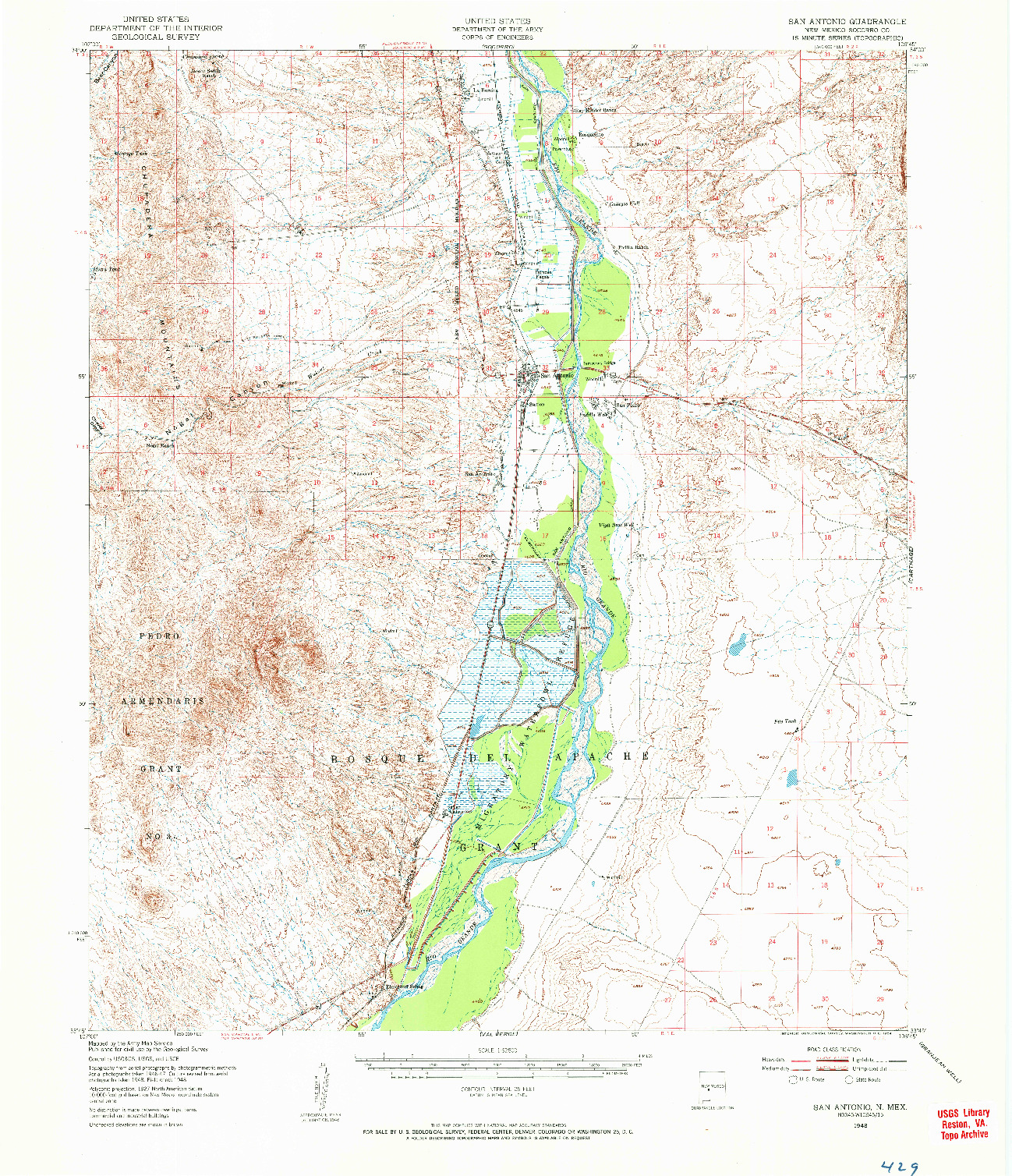 USGS 1:62500-SCALE QUADRANGLE FOR SAN ANTONIO, NM 1948