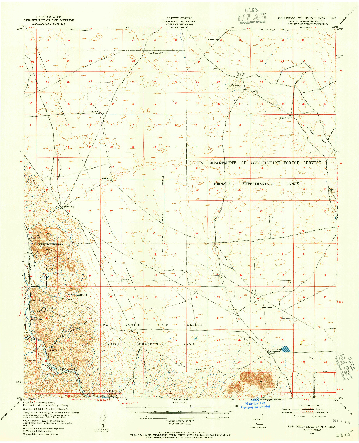 USGS 1:62500-SCALE QUADRANGLE FOR SAN DIEGO MOUNTAIN, NM 1948