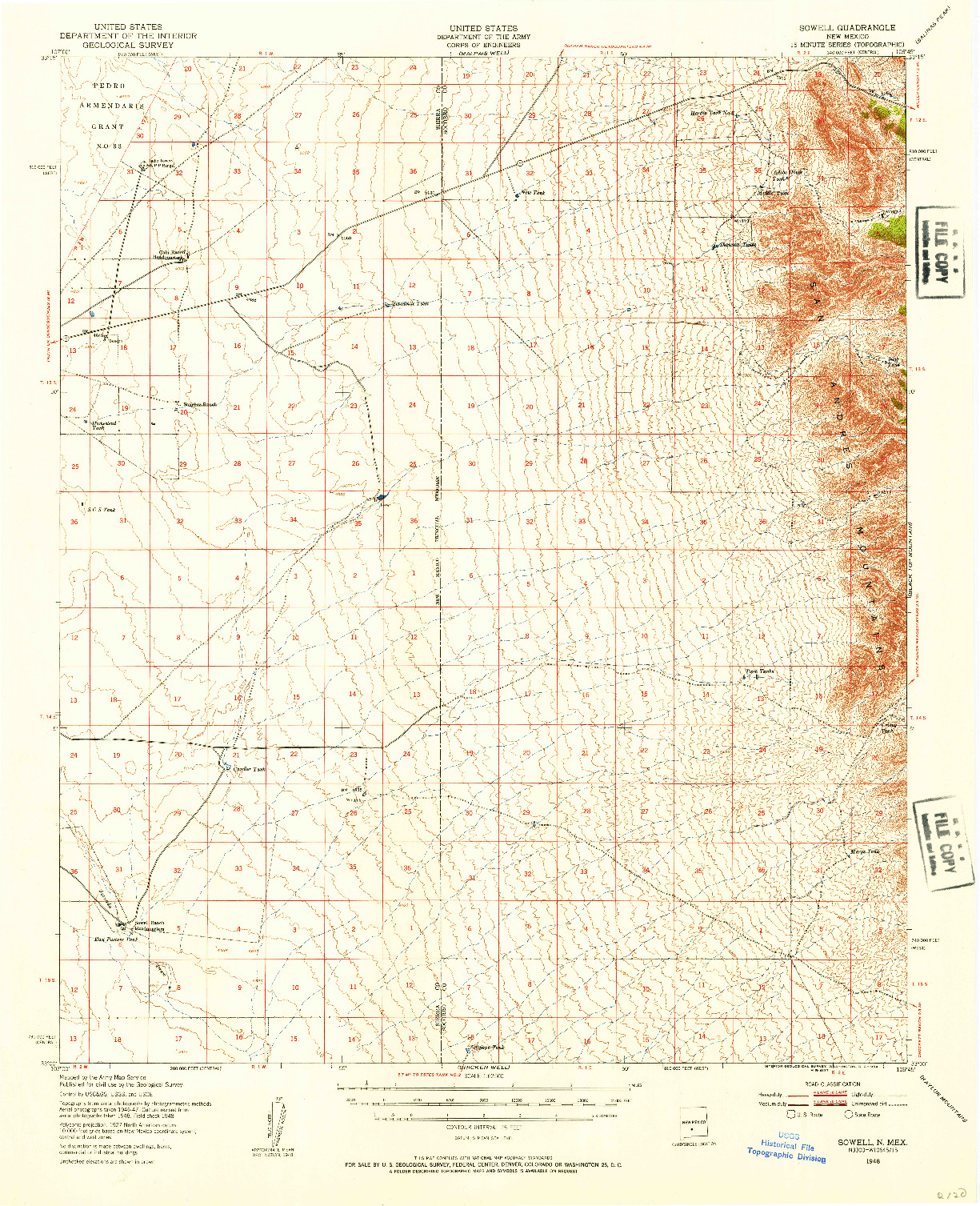 USGS 1:62500-SCALE QUADRANGLE FOR SOWELL, NM 1948