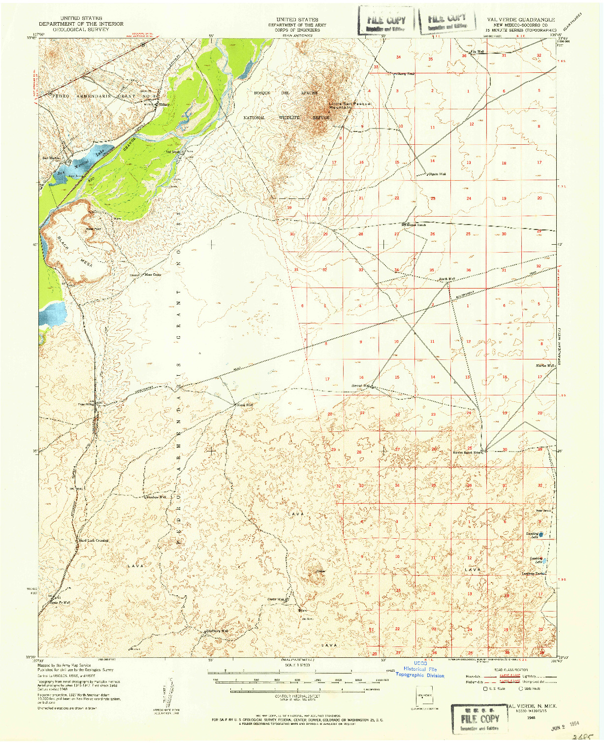 USGS 1:62500-SCALE QUADRANGLE FOR VAL VERDE, NM 1948