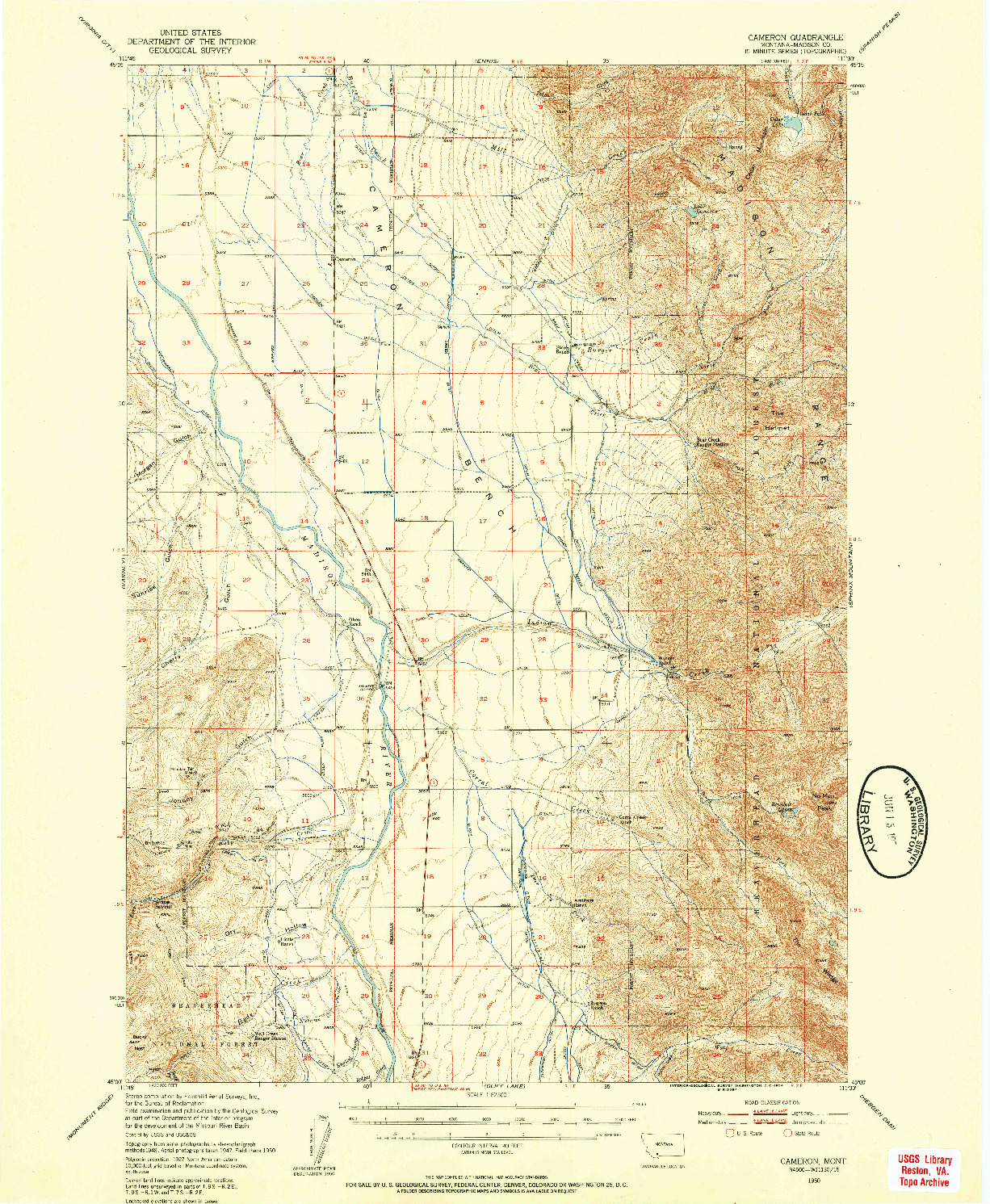 USGS 1:62500-SCALE QUADRANGLE FOR CAMERON, MT 1950