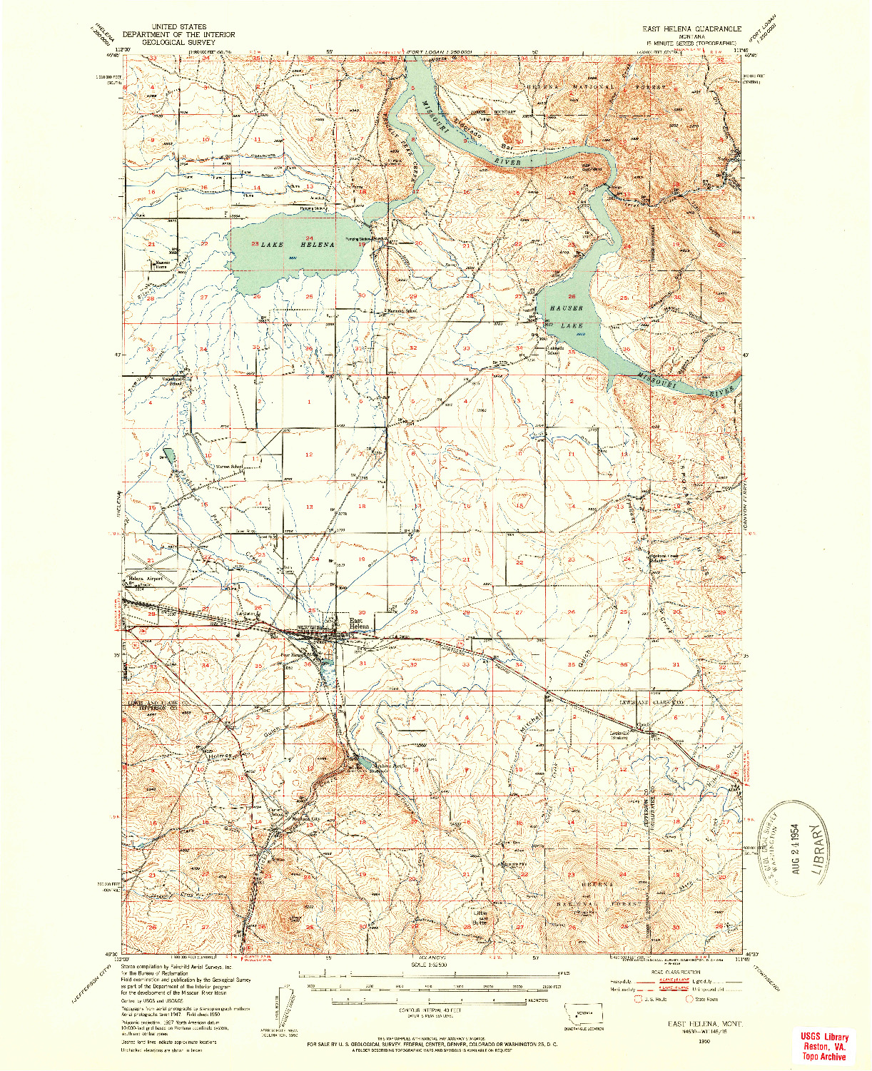 USGS 1:62500-SCALE QUADRANGLE FOR EAST HELENA, MT 1950