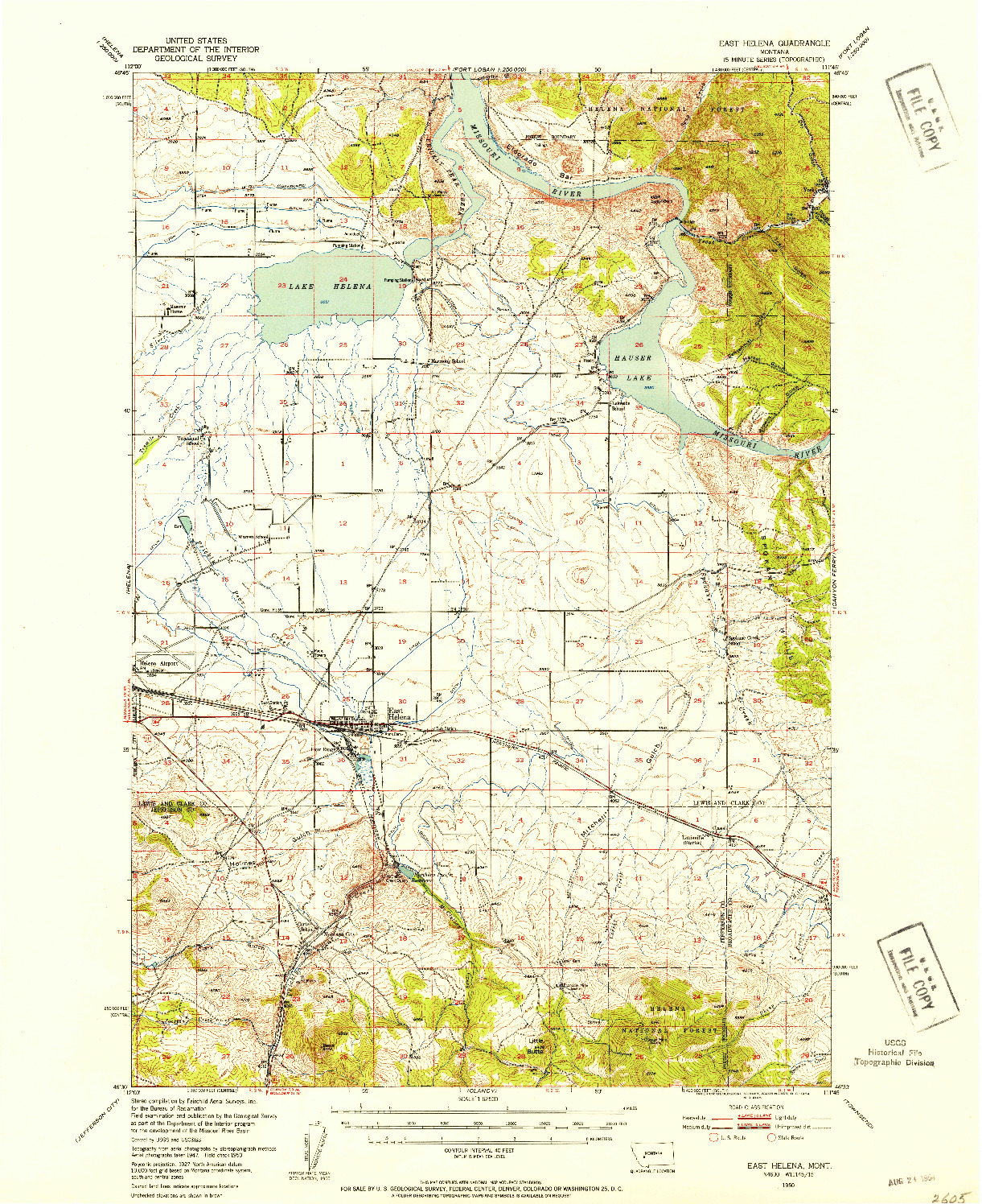 USGS 1:62500-SCALE QUADRANGLE FOR EAST HELENA, MT 1950