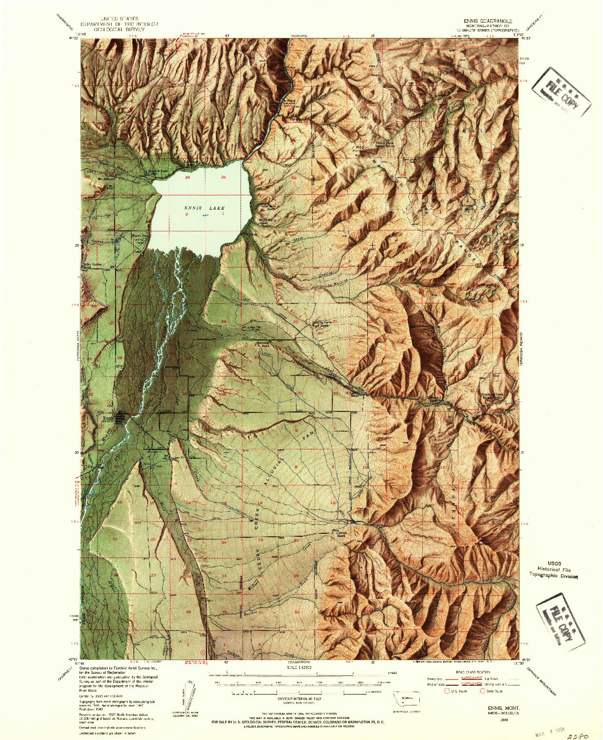 USGS 1:62500-SCALE QUADRANGLE FOR ENNIS, MT 1949