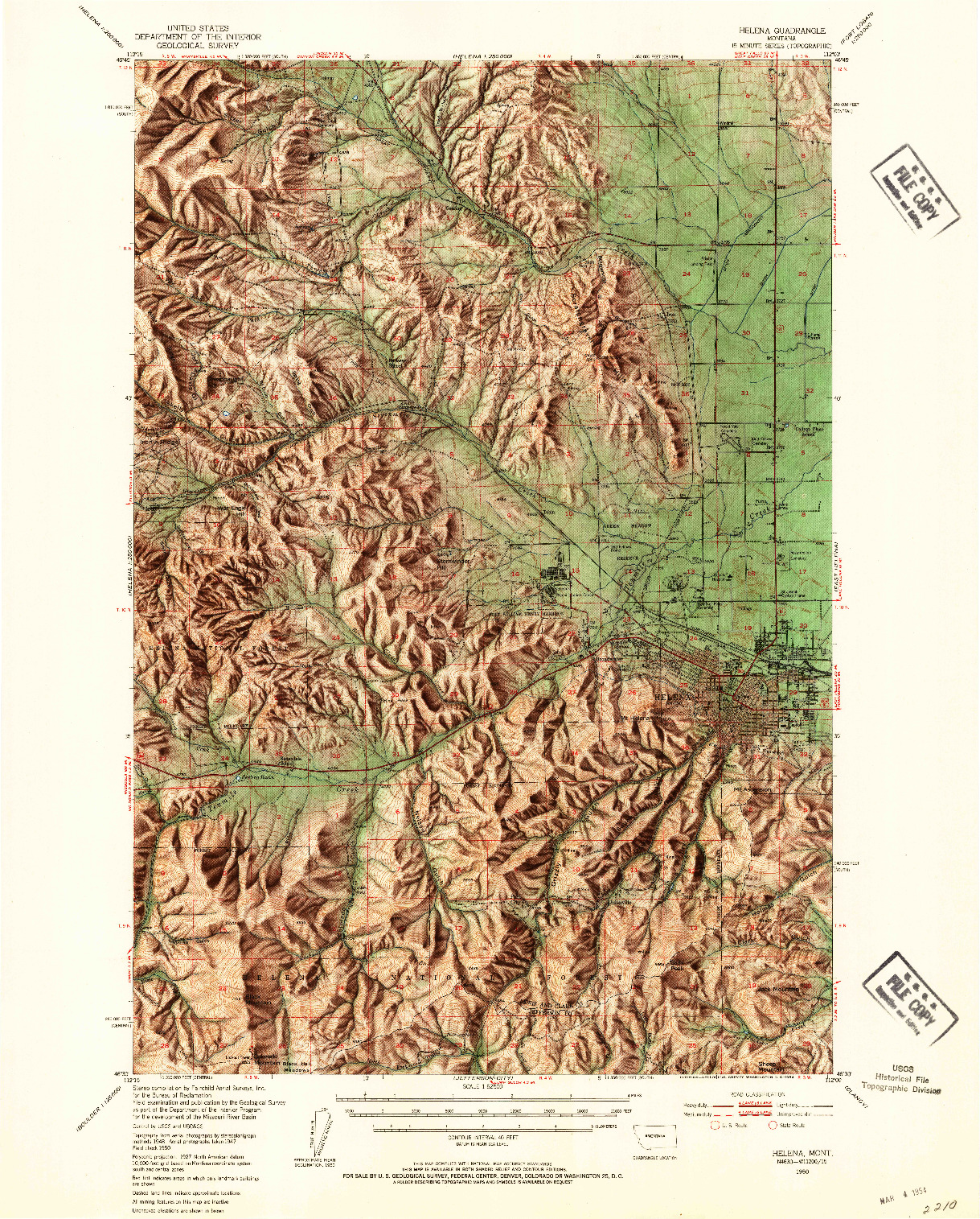 USGS 1:62500-SCALE QUADRANGLE FOR HELENA, MT 1950