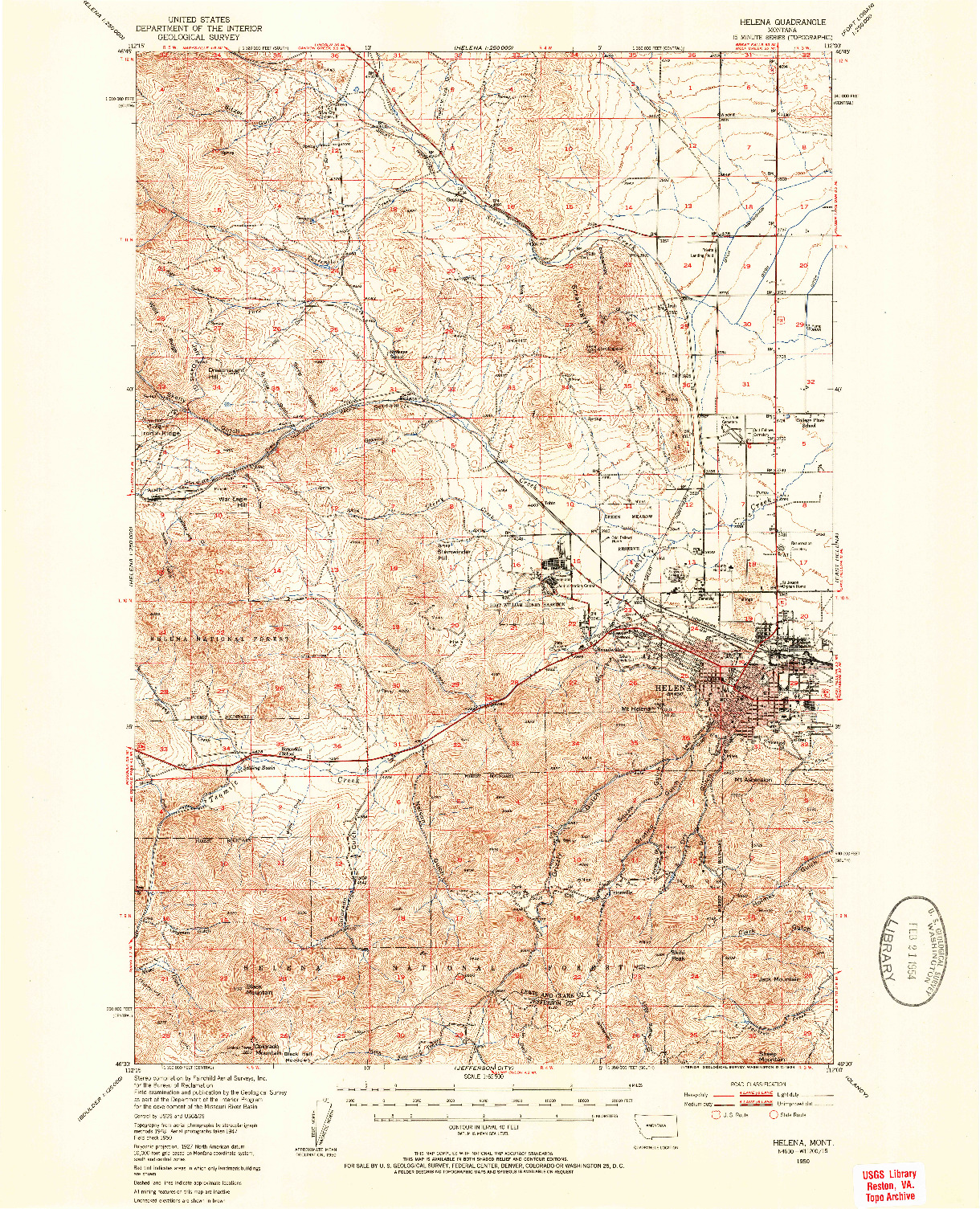 USGS 1:62500-SCALE QUADRANGLE FOR HELENA, MT 1950