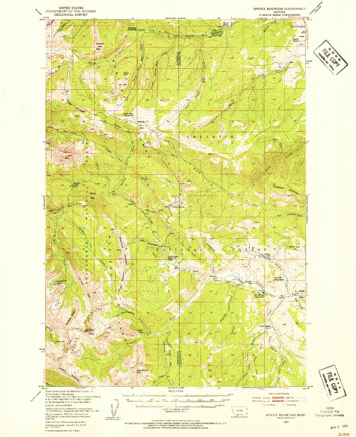 USGS 1:62500-SCALE QUADRANGLE FOR SPHINX MOUNTAIN, MT 1950