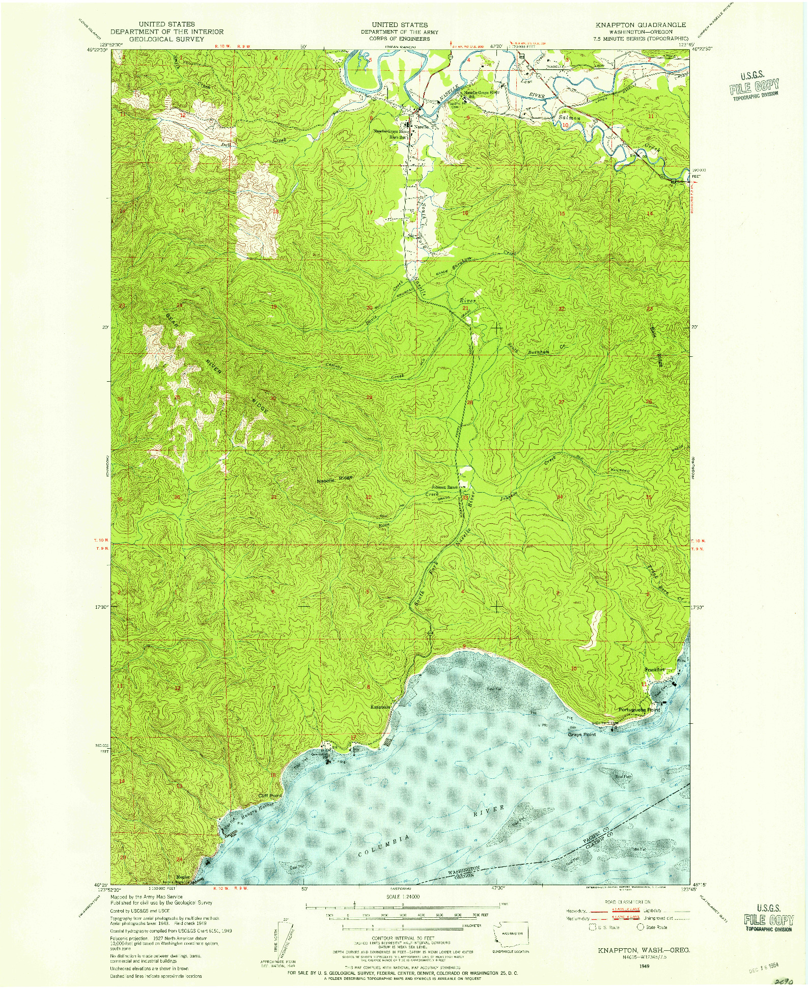 USGS 1:24000-SCALE QUADRANGLE FOR KNAPPTON, WA 1949