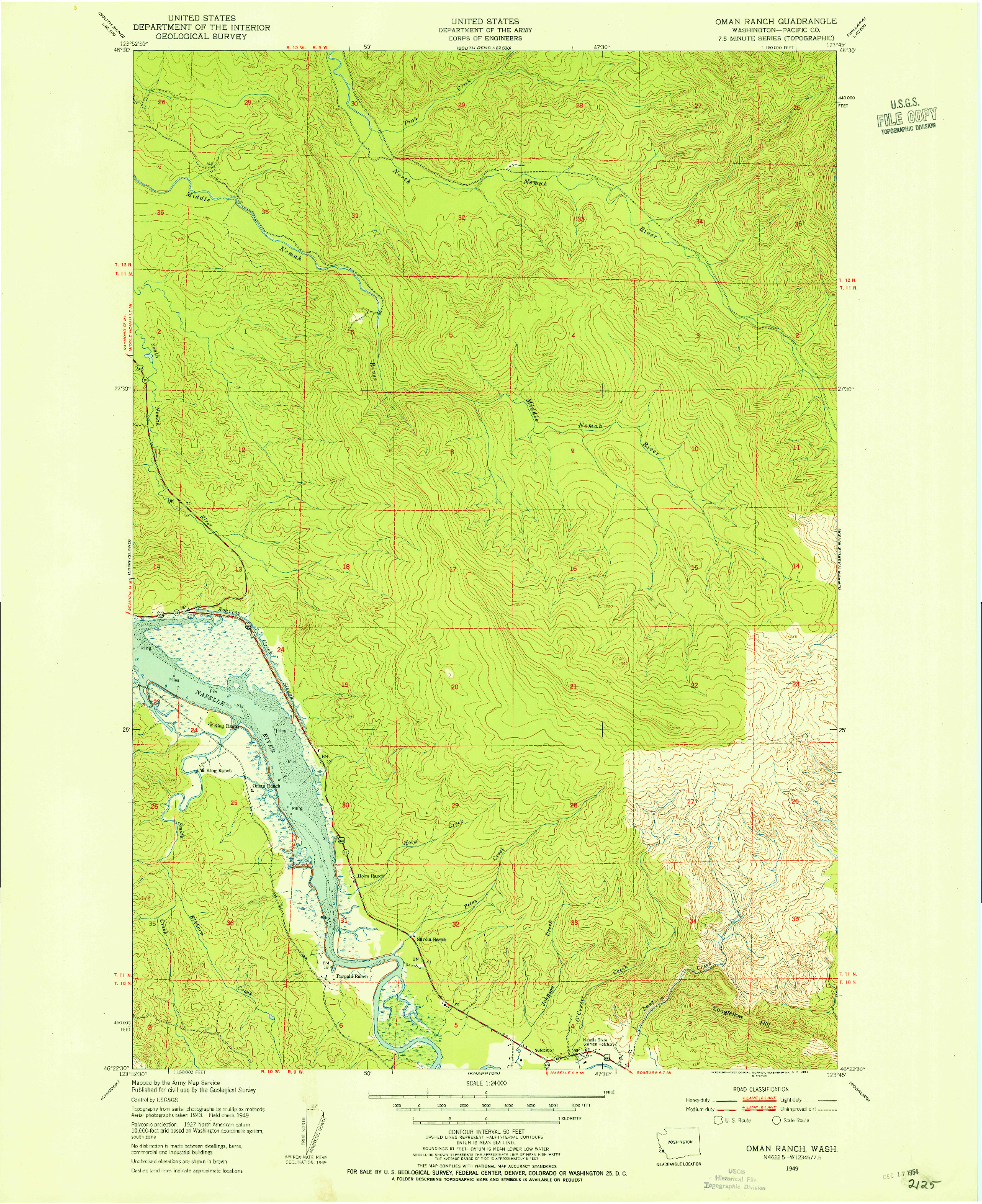 USGS 1:24000-SCALE QUADRANGLE FOR OMAN RANCH, WA 1949