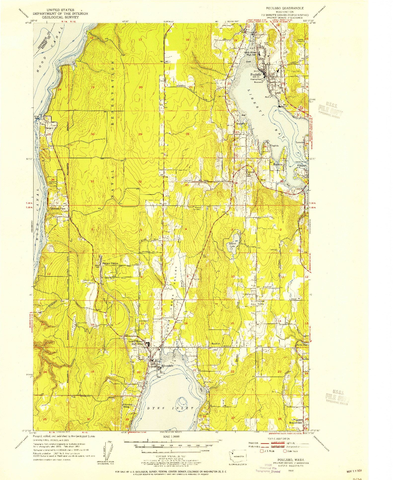 USGS 1:24000-SCALE QUADRANGLE FOR POULSBO, WA 1953