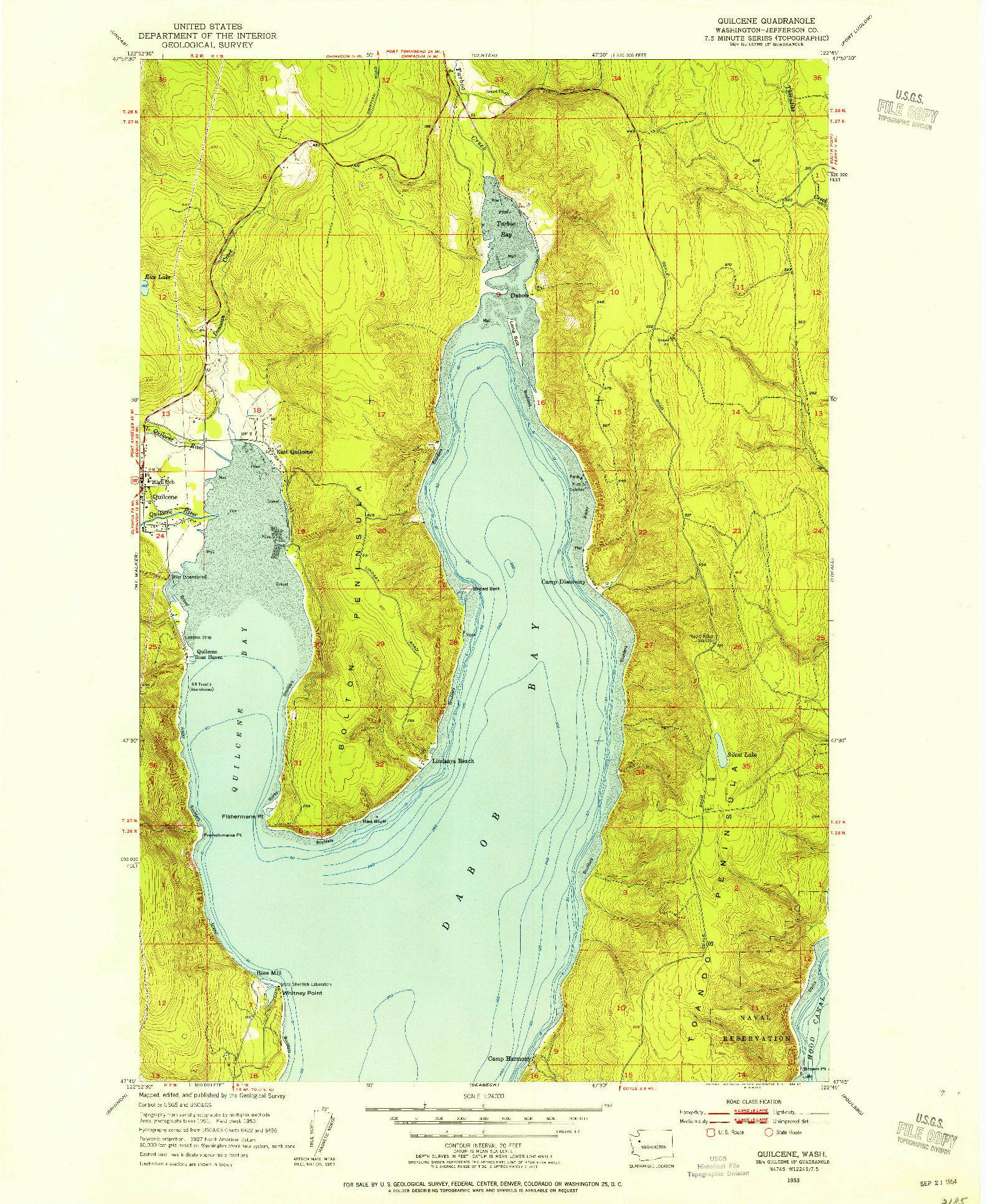 USGS 1:24000-SCALE QUADRANGLE FOR QUILCENE, WA 1953