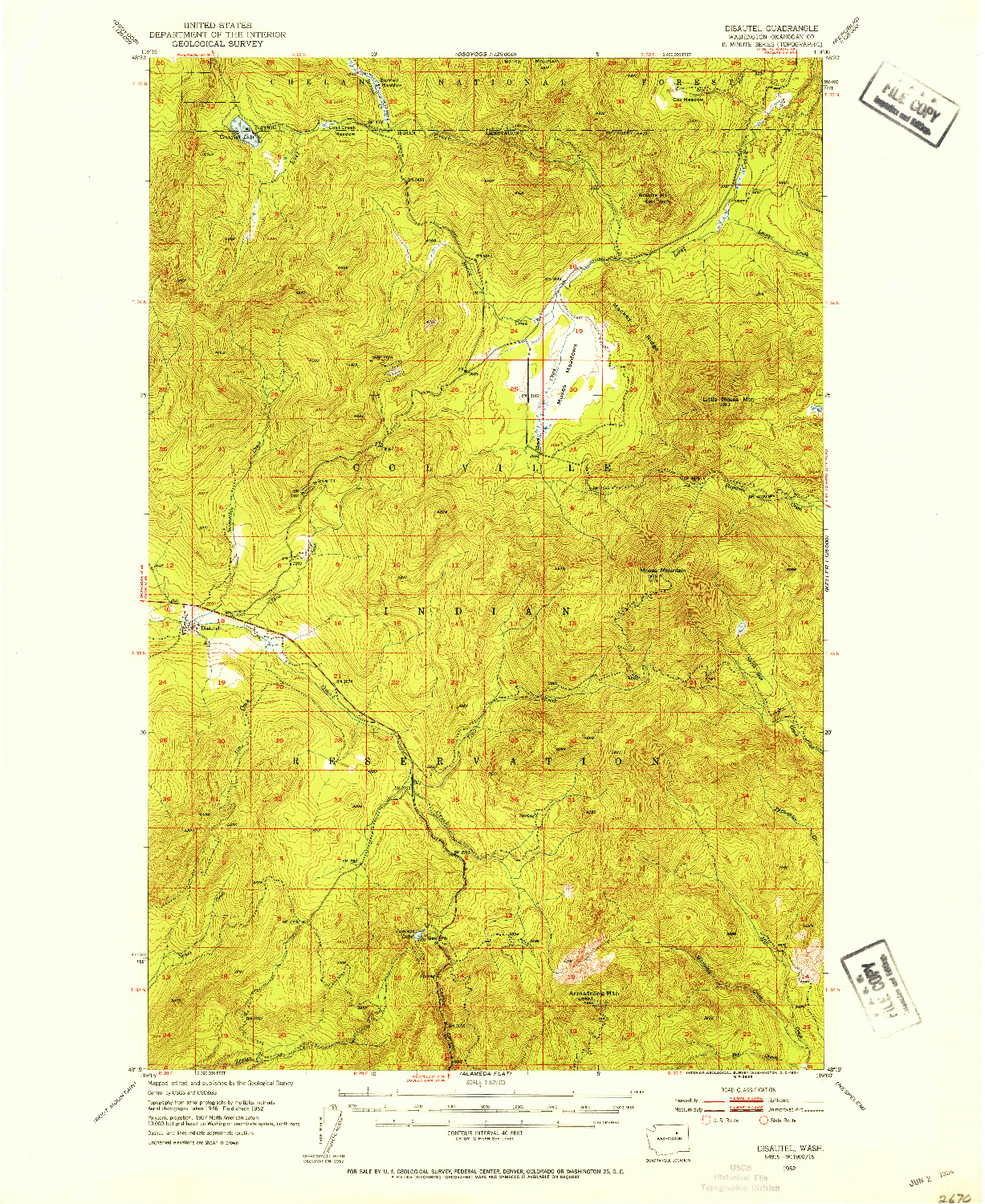 USGS 1:62500-SCALE QUADRANGLE FOR DISAUTEL, WA 1952