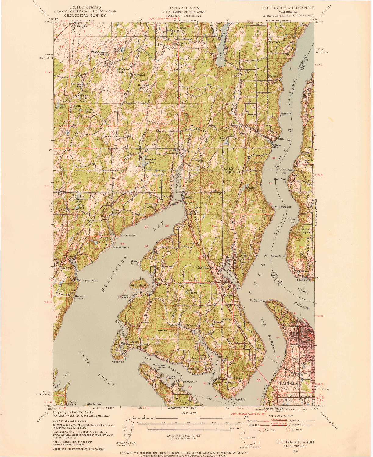 USGS 1:62500-SCALE QUADRANGLE FOR GIG HARBOR, WA 1942